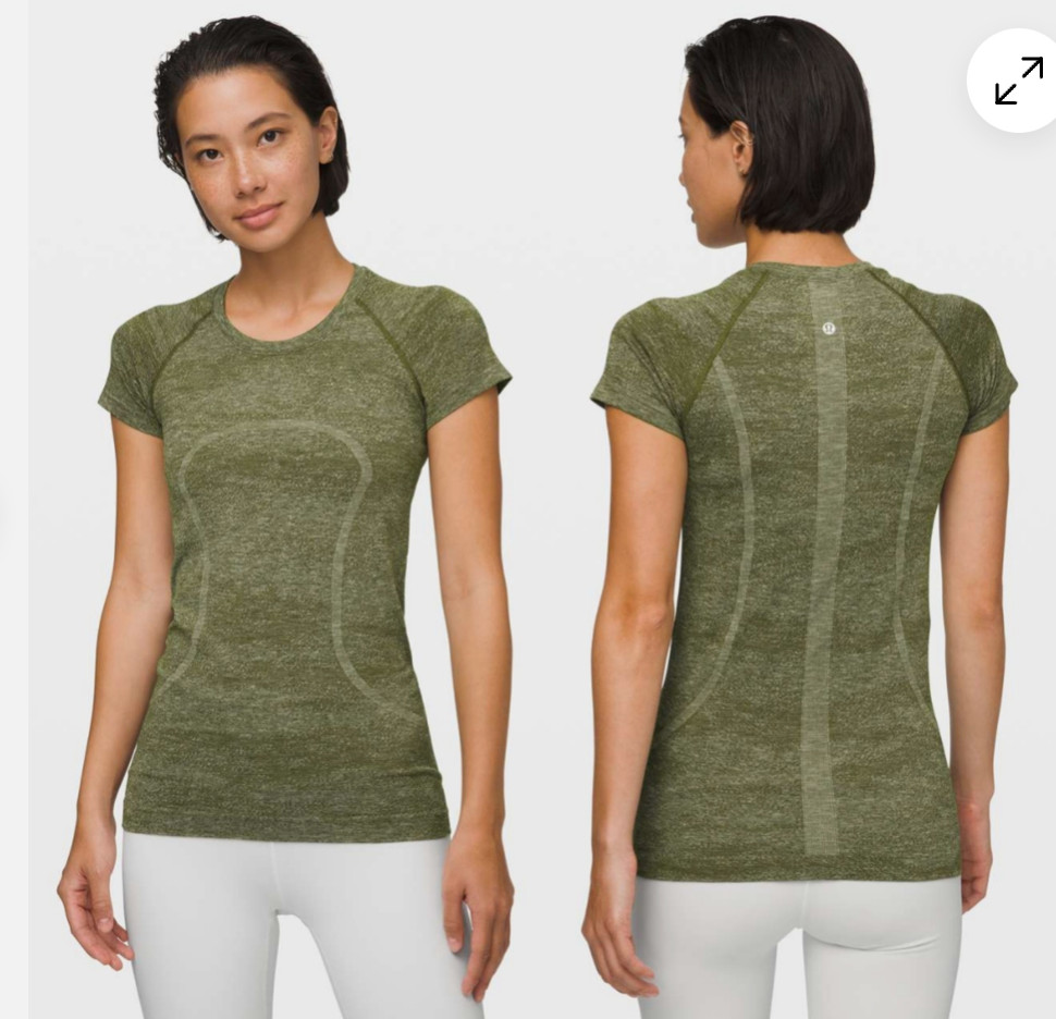 Lululemon Everglades Green White Black Grass Swiftly Tech Short Sleeve Top 2 EUC