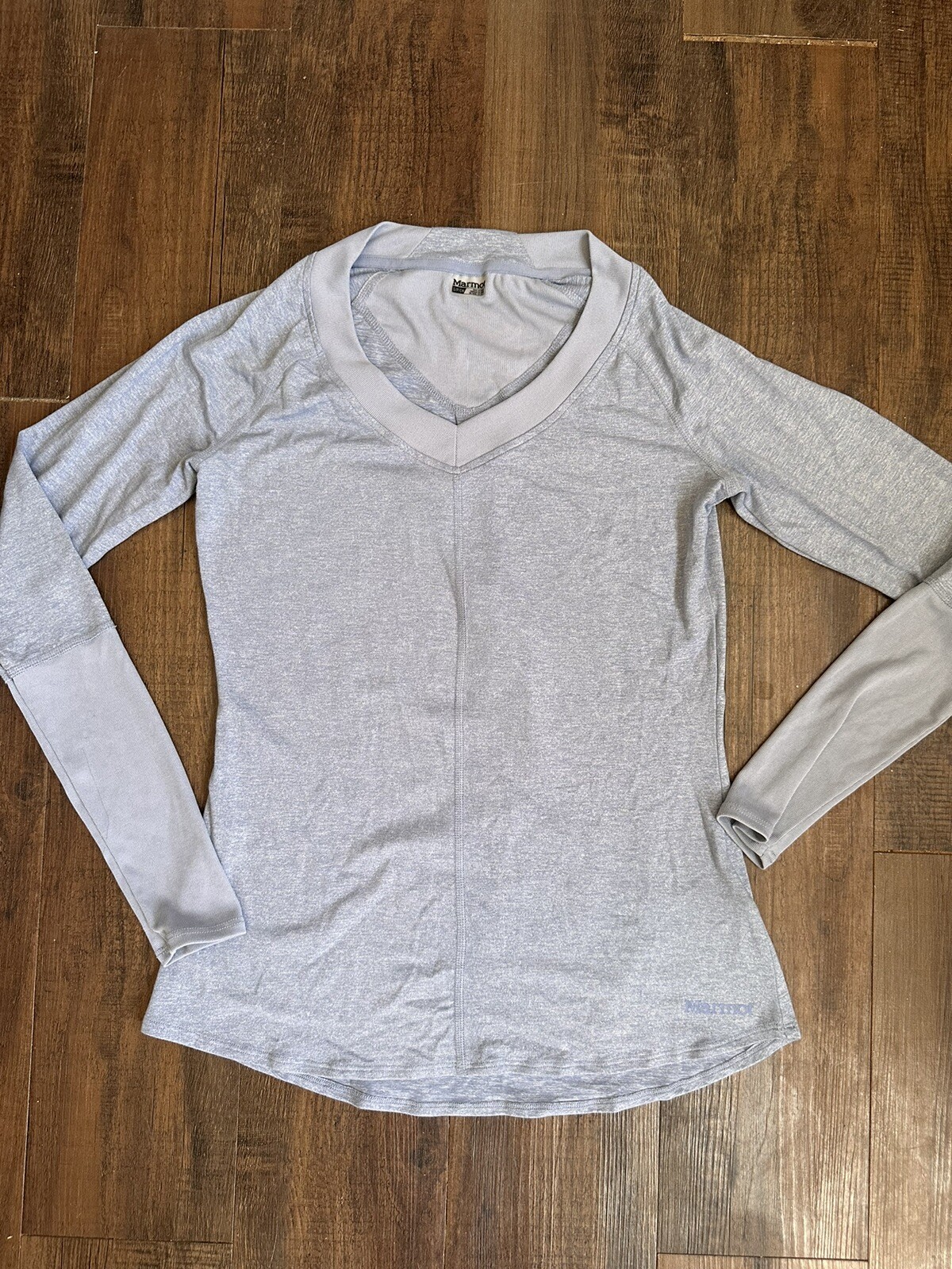 Marmot V-Neck Baselayer Shirt, Womens Small, Nylon/Polyester Long Sleeve Top