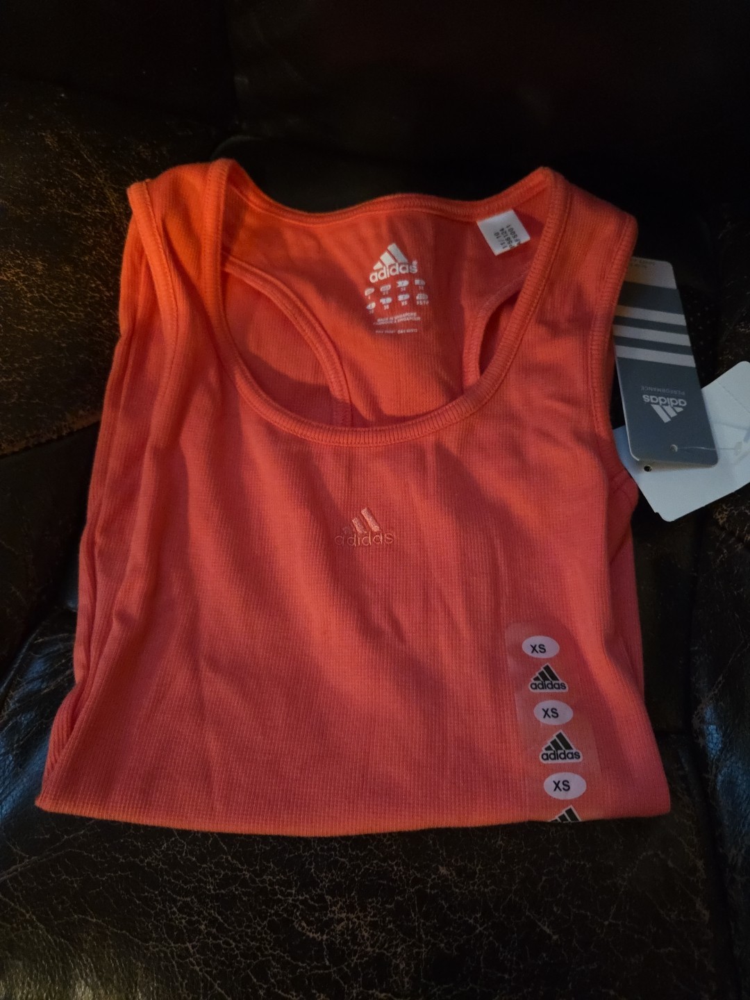 Womens Adidas Performance Slim Fit Ribbed Rib Tank Top Pink XS