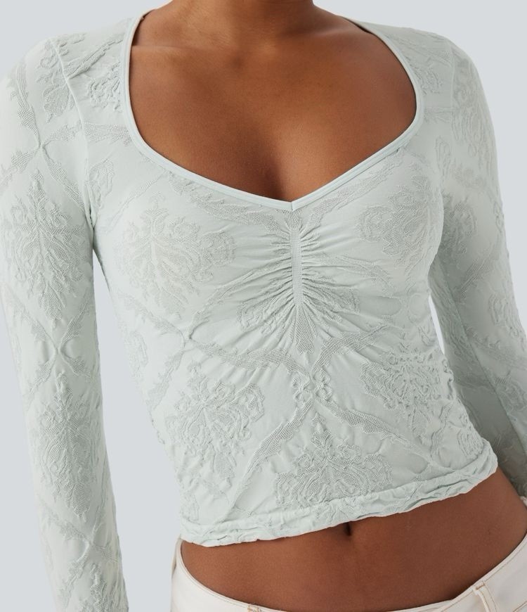 HALARA OneForm Seamless Flow Jacquard Sweetheart Neck Casual Sports Top XL NWT