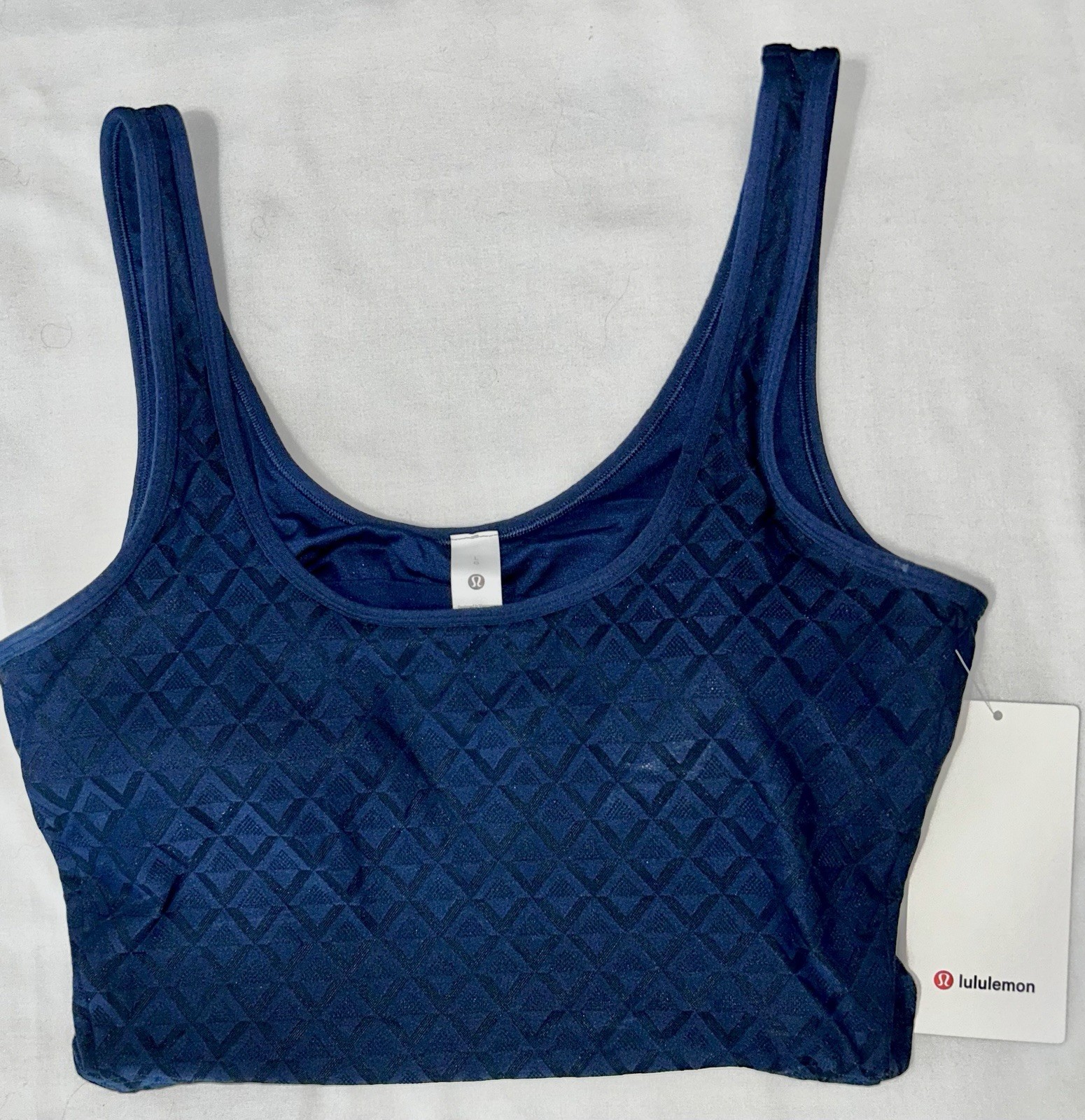 NWT🏓LULULEMON🏓LARGE🏓TEXTURED MESH TENNIS TANK🏓CROPPED🏓CLUB BLUE🏓