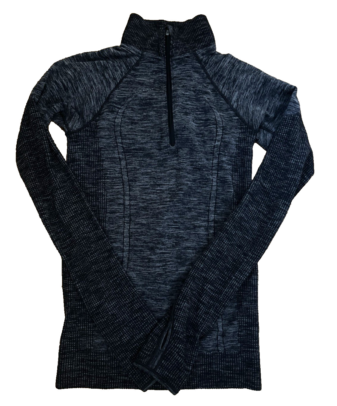 Lululemon Womens Swiftly Wool 1/2 Zip Stretch Pullover Top Black Gray Size Small