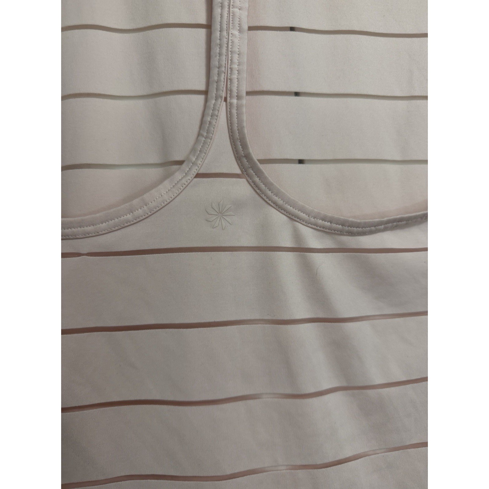 Athleta Pink Striped Mesh Racerback Activewear Tank Top Womens Medium RN 54023