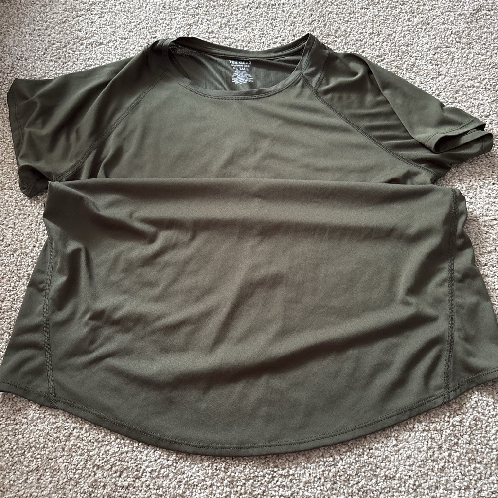 Tek Gear Workout Gear Men’s XL Tall Green Activewear Crew Neck Stretch Tee