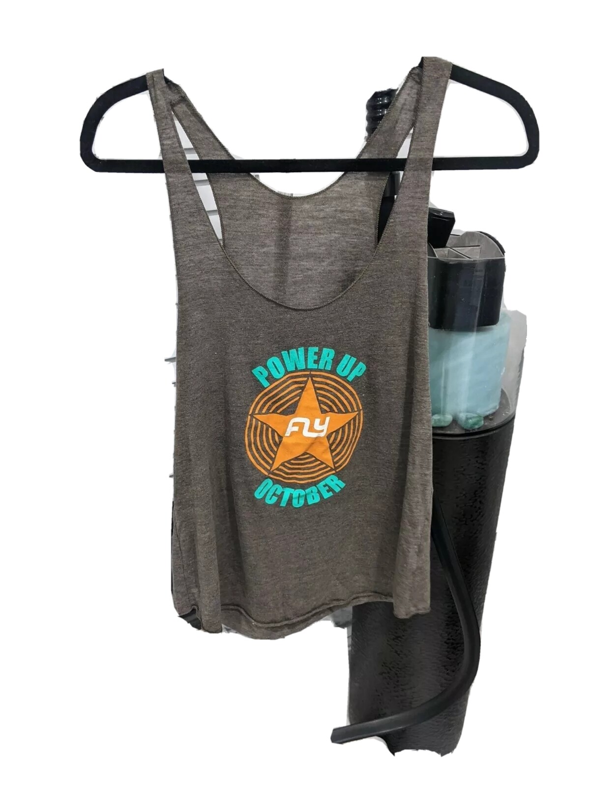 FLyWheel x American Apparel Spin Muscle Tank Brown Workout October Sz L NWOT
