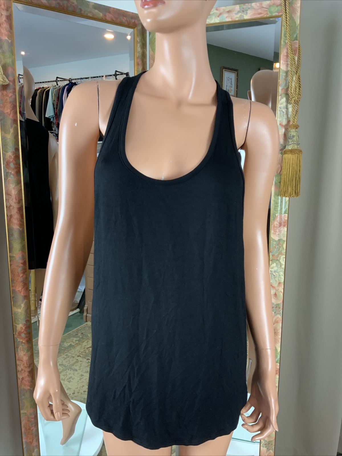 BNWT Black Zara Terez Womens Sz L Deep Open Back Racer Back Tank Top EUC