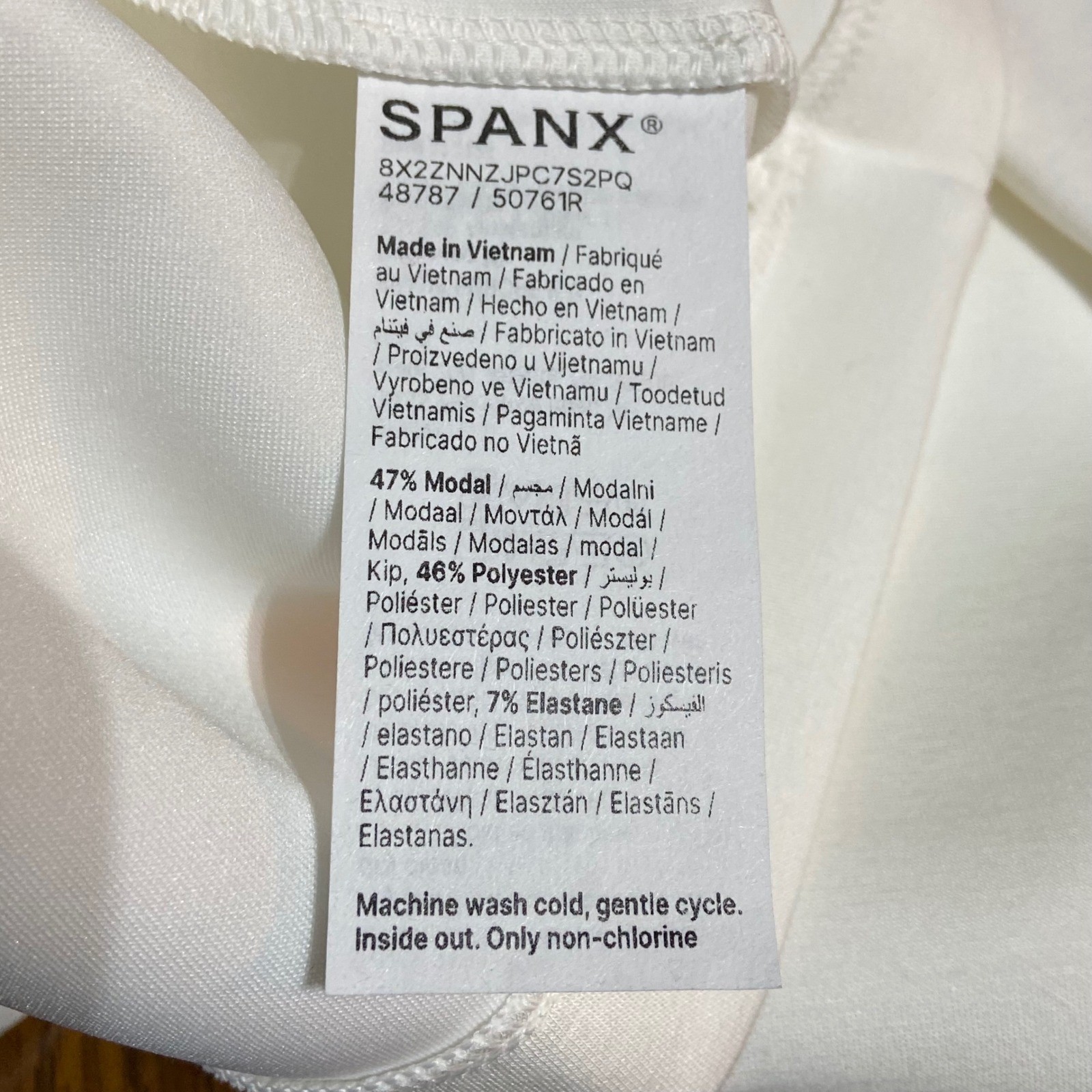 SPANX AirEssentials Mock Pullover Top L Powder White Lightweight Spacer Fabric