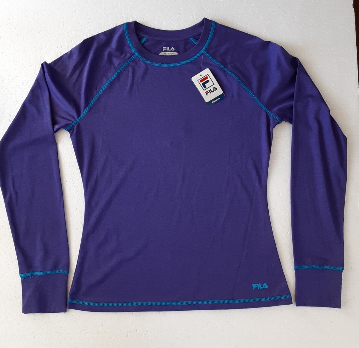 Fila Women’s Performa Wicking Purple / Teal Stitching Shirt Stretch Long Sleeve