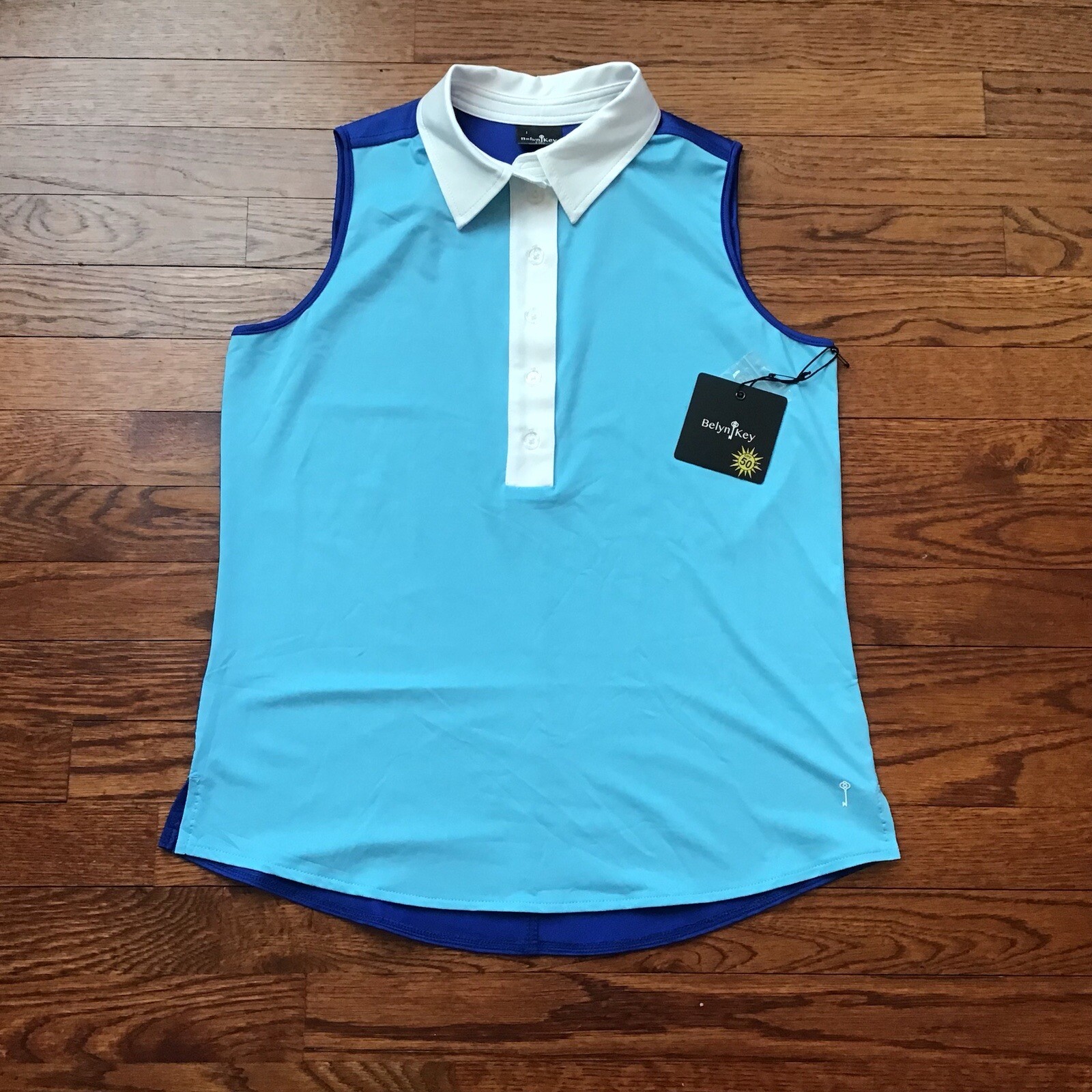 BELYN KEY Golf Shirt Sleeveless Polo Womens Small Tennis Pickle Ball UPF 50+ New