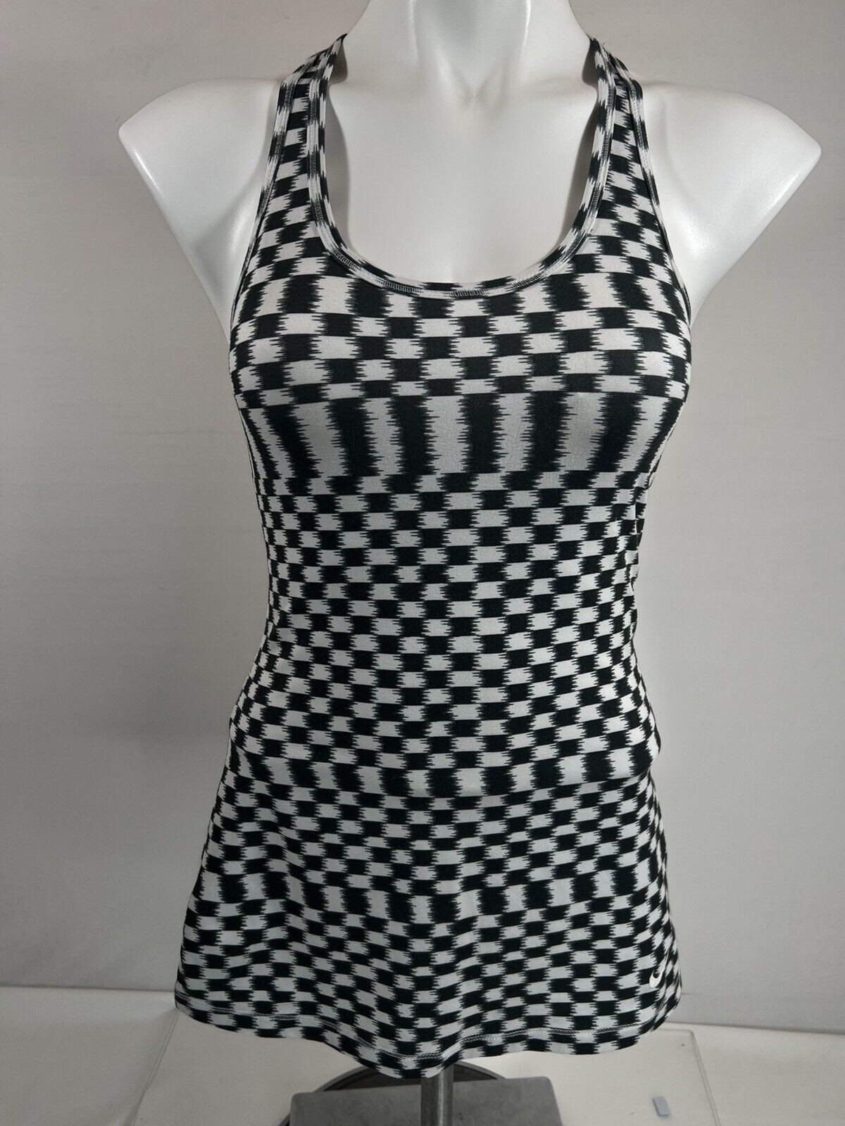 Nike Dri Fit Tank Womens Small Black White Stripe Racerback Athletic