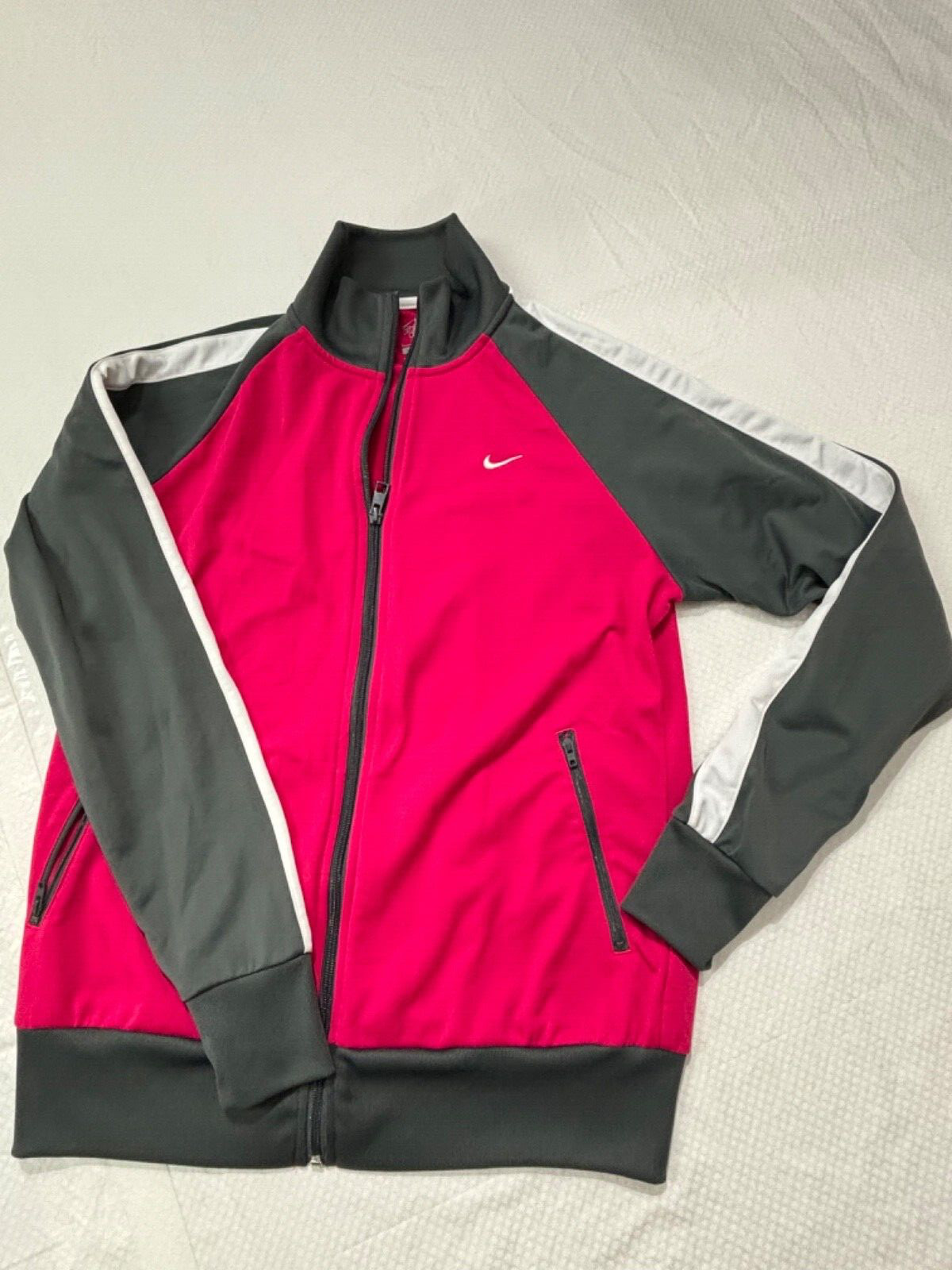 Nike Jacket Vintage Large Y2KThe Athletic Dept. Pink/Gray Zip Pockets High Neck