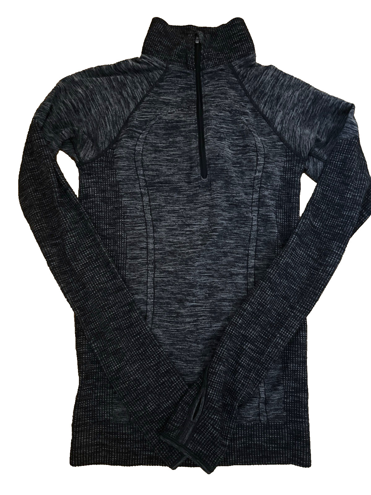 Lululemon Womens Swiftly Wool 1/2 Zip Stretch Pullover Top Black Gray Size Small