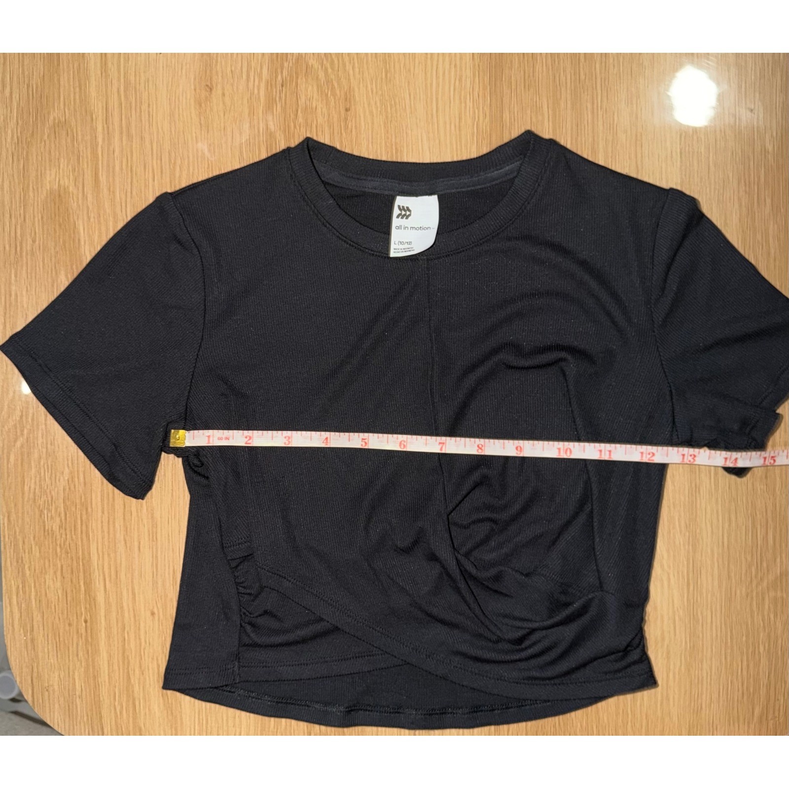 All In Motion Black Ribbed Wrap Front Activewear Top