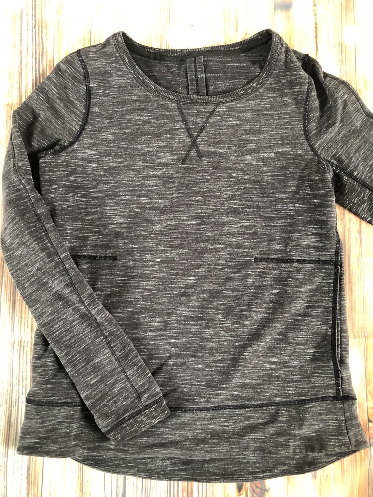 Lululemon Exhalation Pullover II Heathered Marled Black Size 6