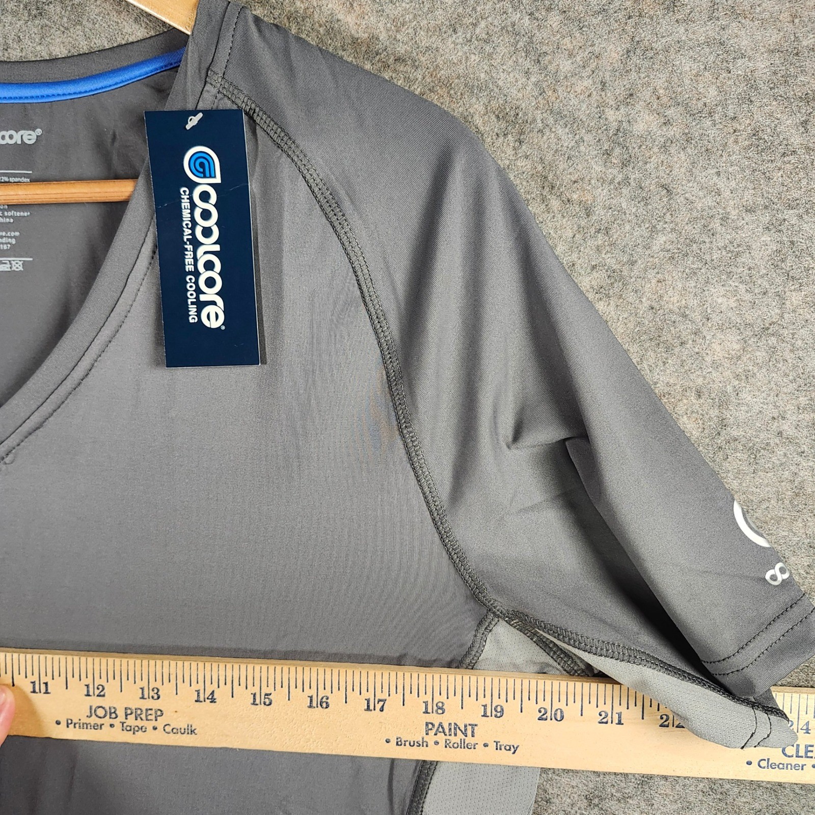 Coolcore Womens XL Basic V-Neck Tee Grey Cooling Athletic Shirt NWT Activewear