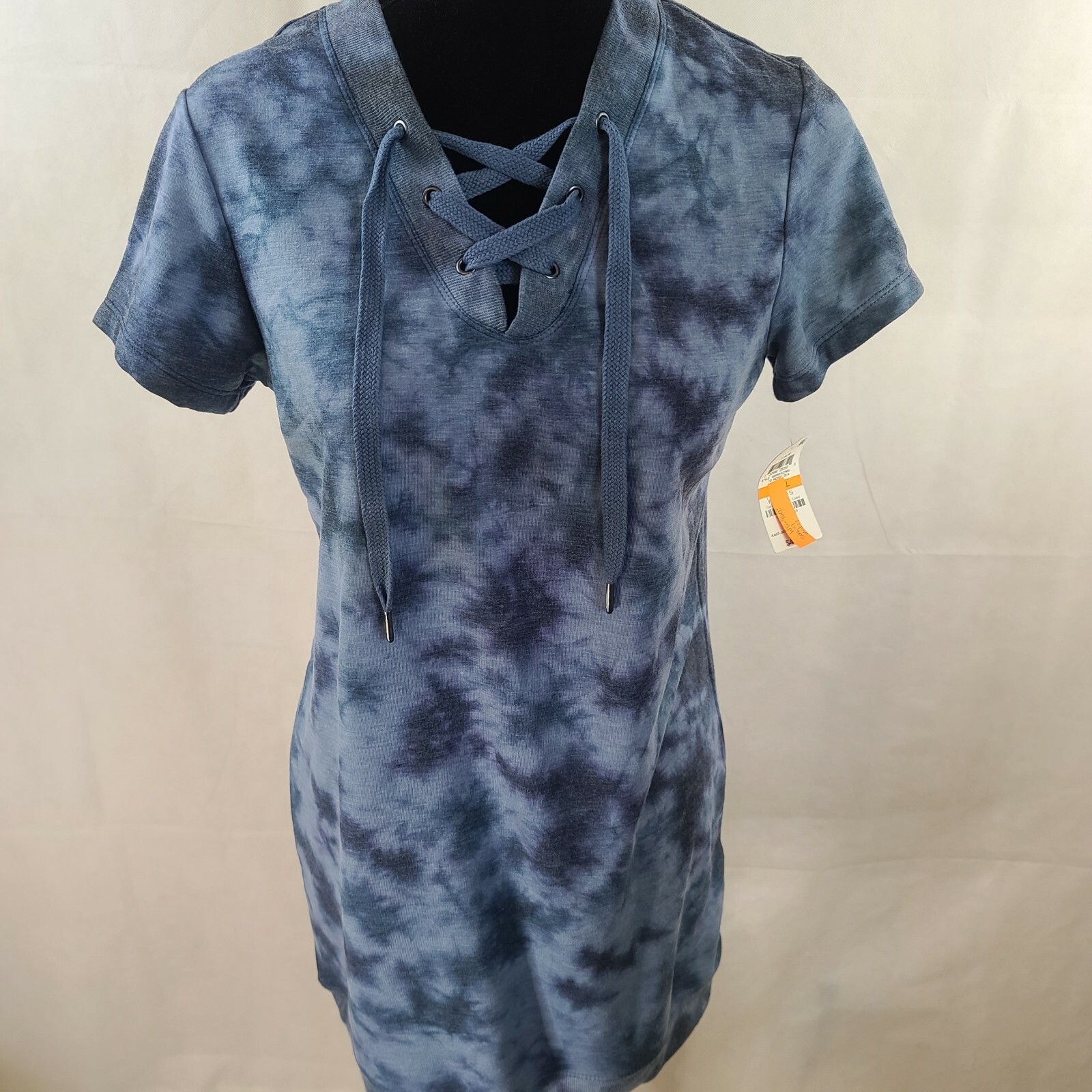 Ideology Womens Tie-dyed Lace-up Tunic Td Indigo Sea