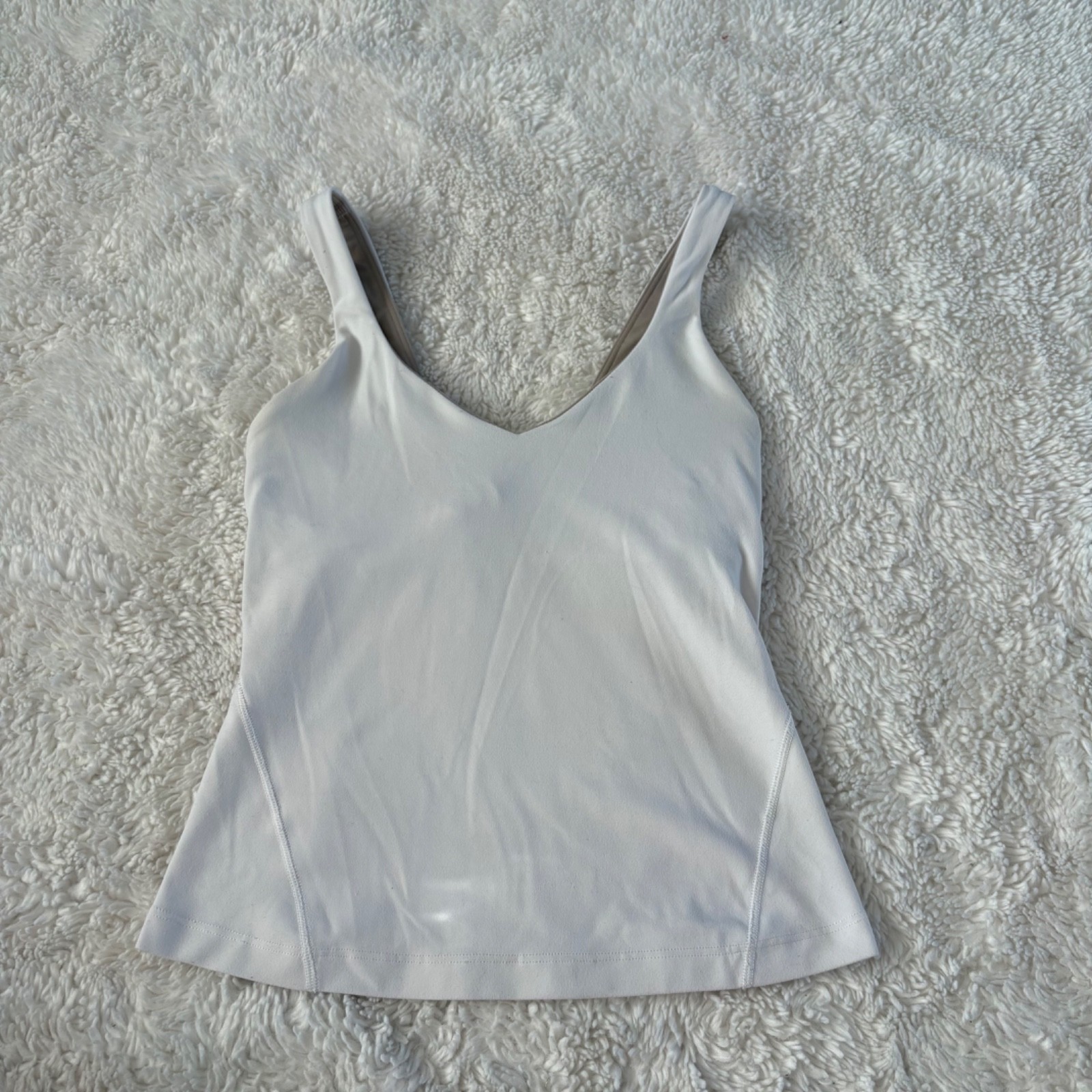 Lululemon Womens Align Waist-Length Tank White Sz 0 Preppy Yoga Athleisure Lux