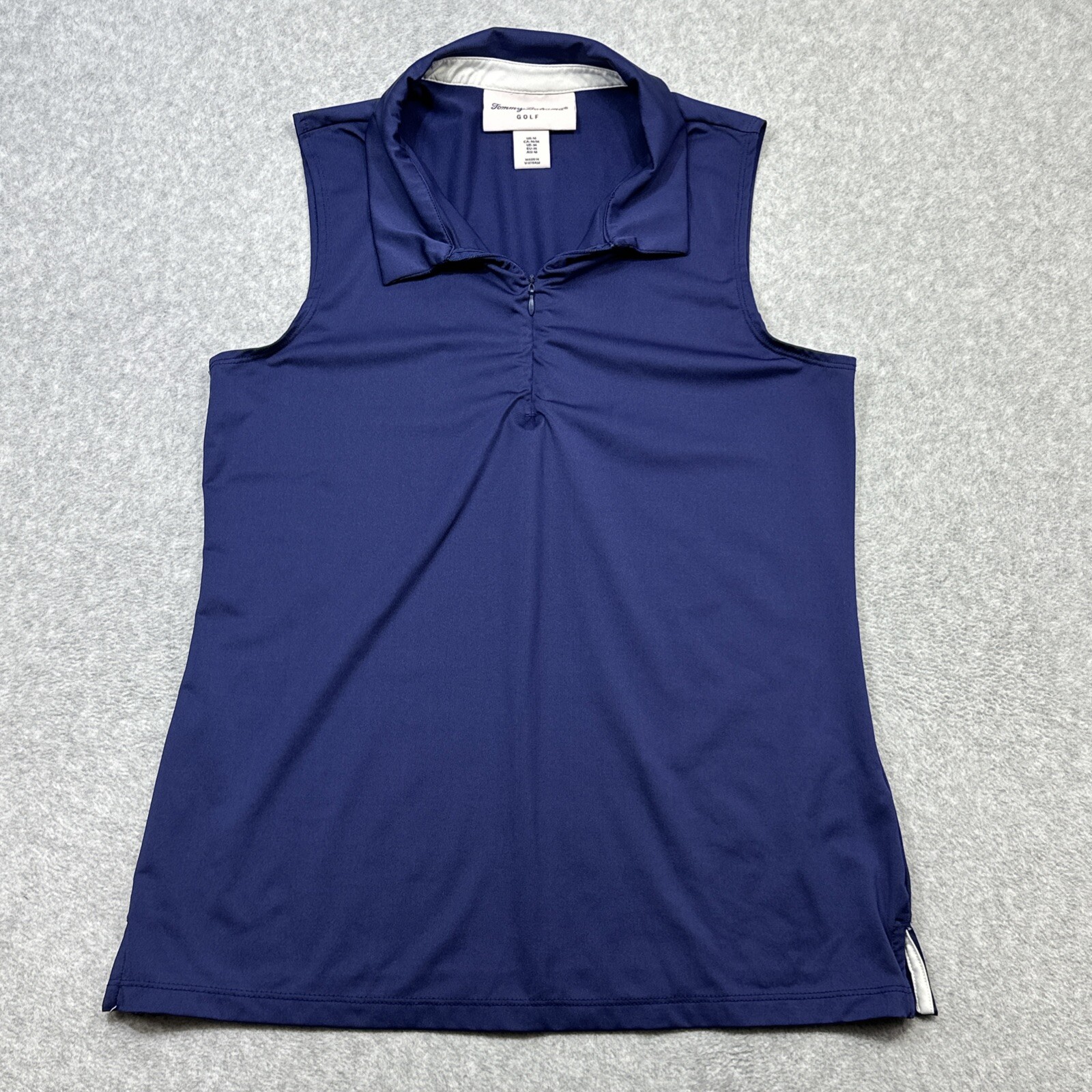 Tommy Bahama Golf Polo Shirt Womens Medium Blue 1/4 Zip Sleeveless Performance