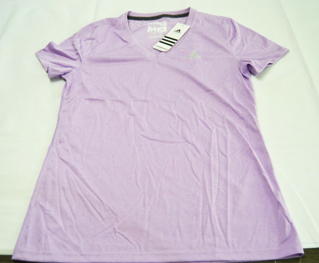 Adidas Womens Performance Ultimate Shirt Short Sleeve V Neck Lavender Medium NWT