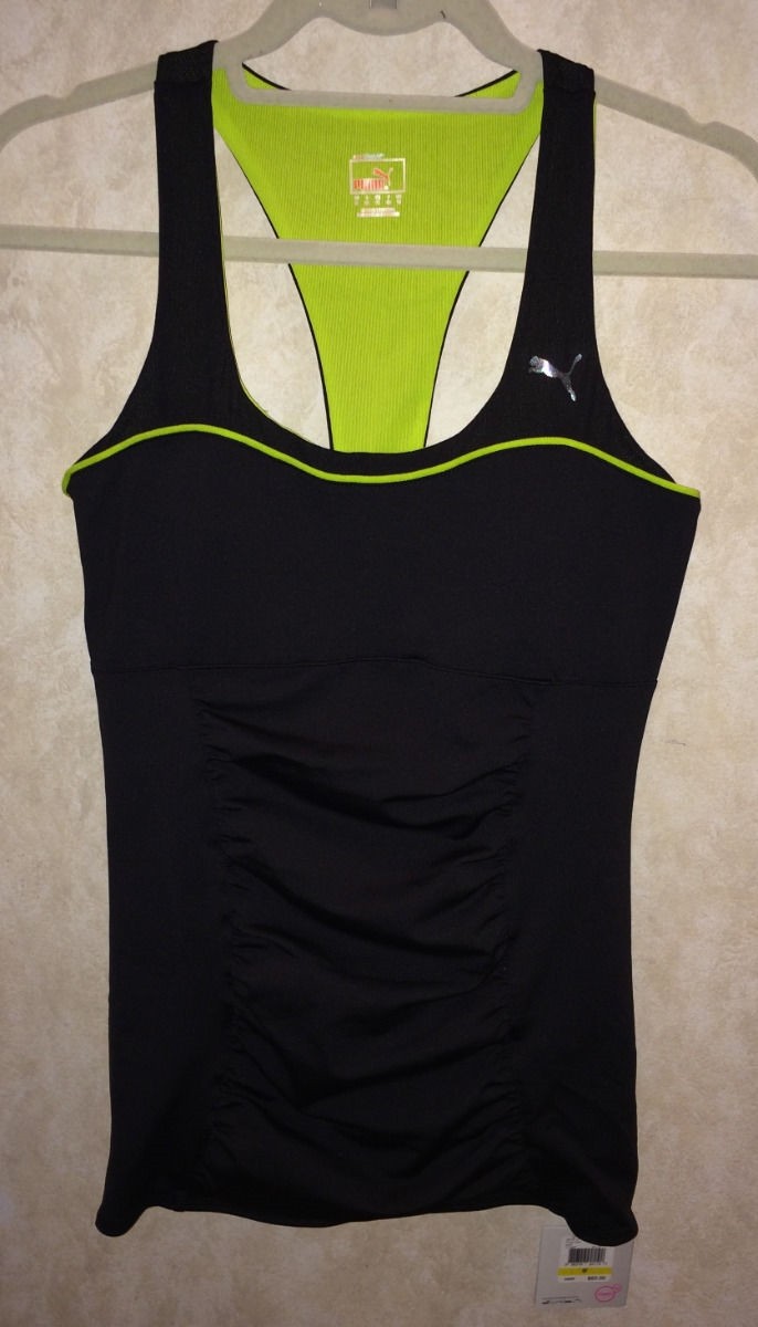 PUMA Powercell Power Tank Medium Support Compression Black Bra Top Womens Sz M