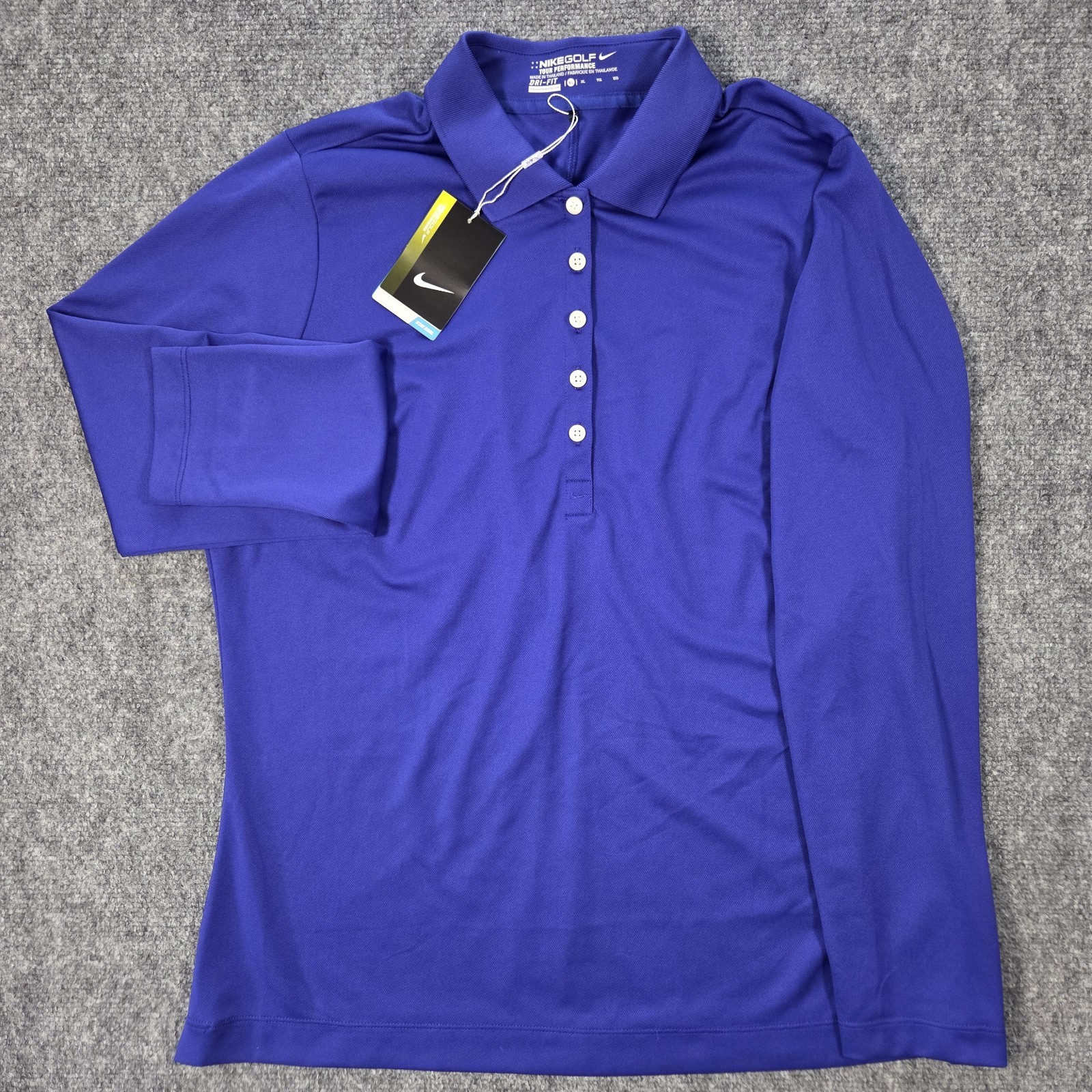 NWT Nike Golf Polo Shirt Womens XL Blue Long Sleeve Dri-Fit Tour Performance