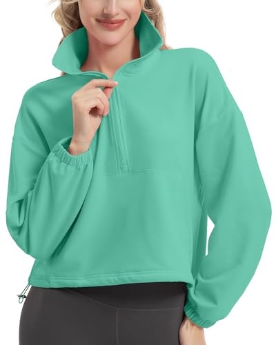 FKEEP QUARTER ZIP PULLOVER WOMEN CROPPED TOP SZ XL – FK2303-ZGREENA-XL
