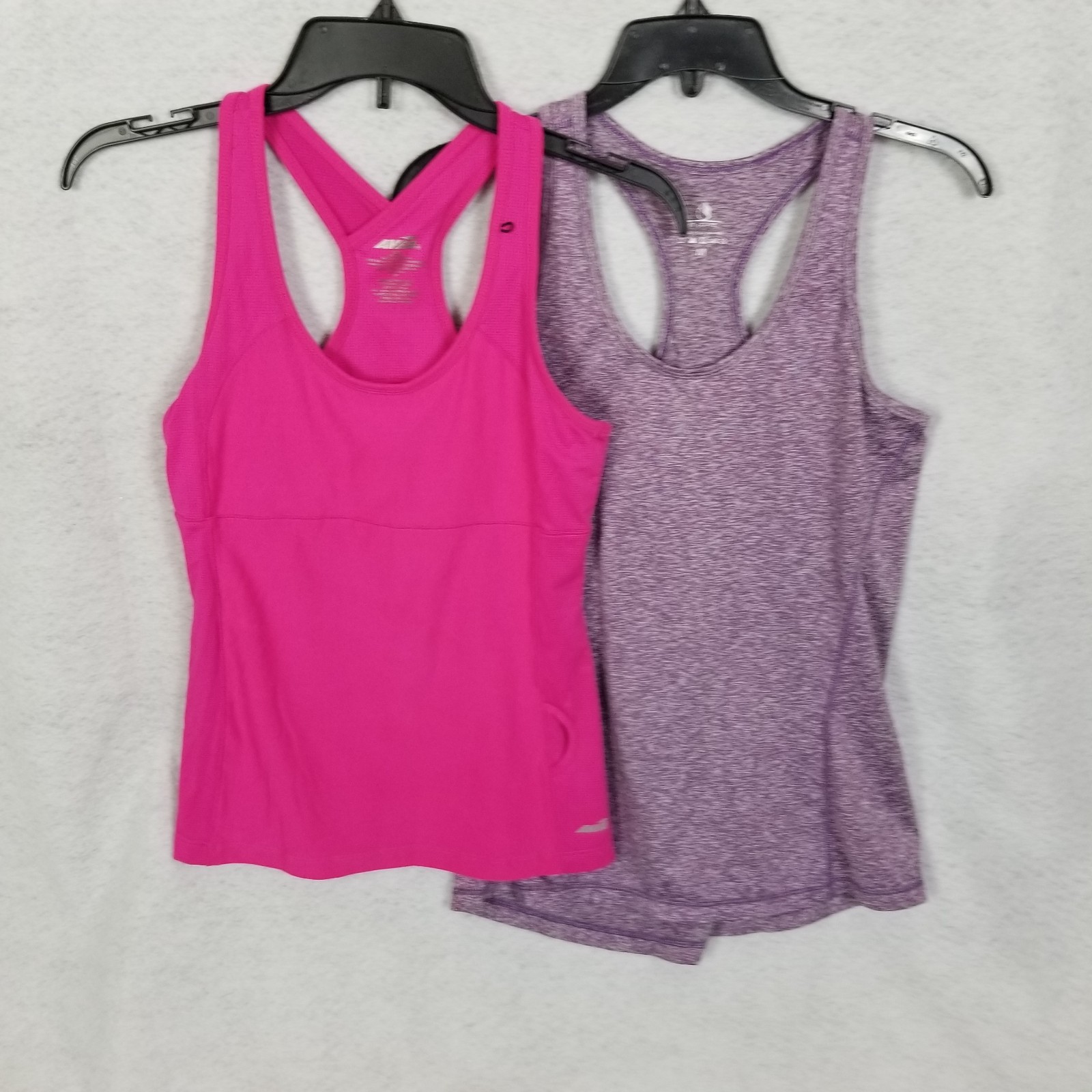 LOT OF 2 Racerback Stretch Tank Tops AVIA Pink and ICY ONE Purple ~ Size Medium