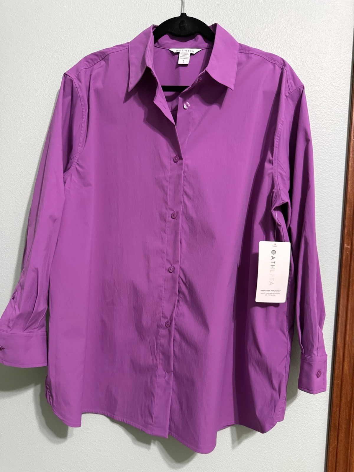 Athleta Oversized Poplin Full Zip Button-Up Women’s L Purple