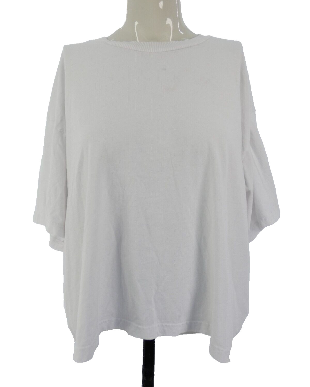 Womens White Slouchy T Shirt Crop White Cotton Relaxed size UK 18 20