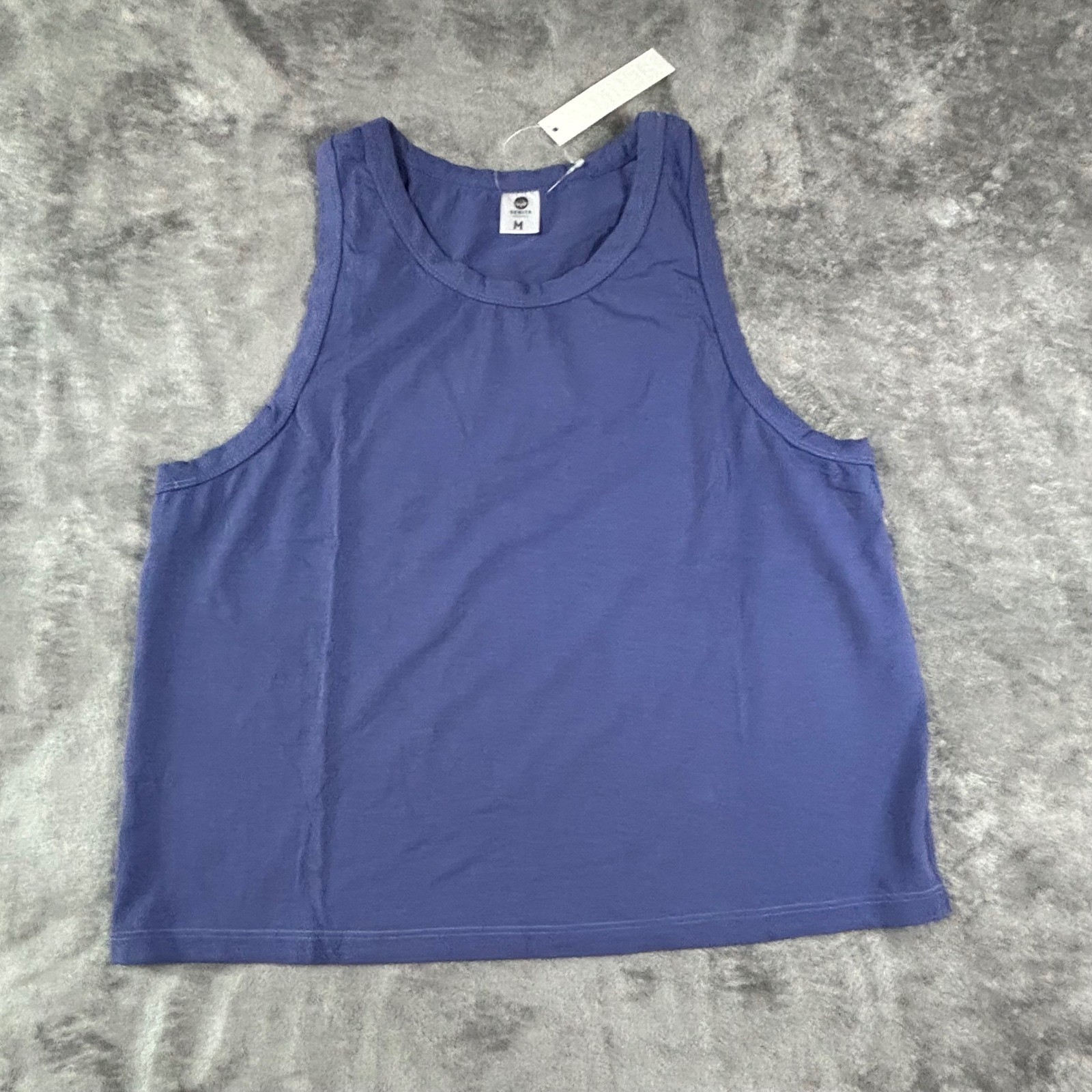 Senita Athletics Womens Blue Modal Cotton Blend Activewear Tank Top Size M