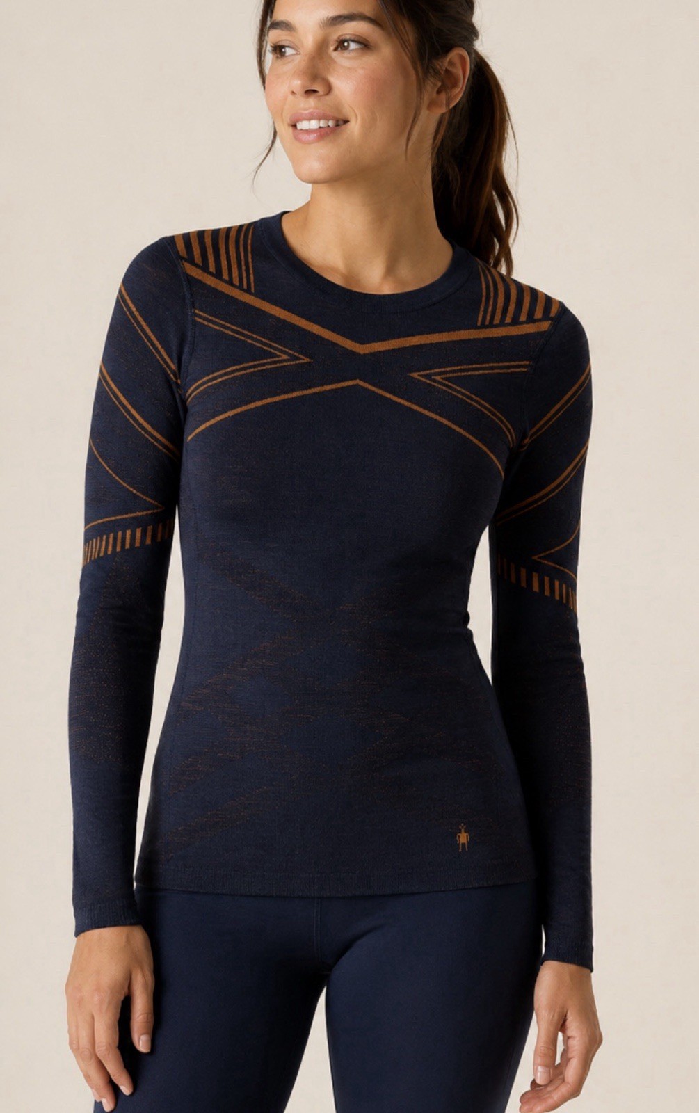 Smartwool Navy And Gold Intraknit 200 Long Sleeve