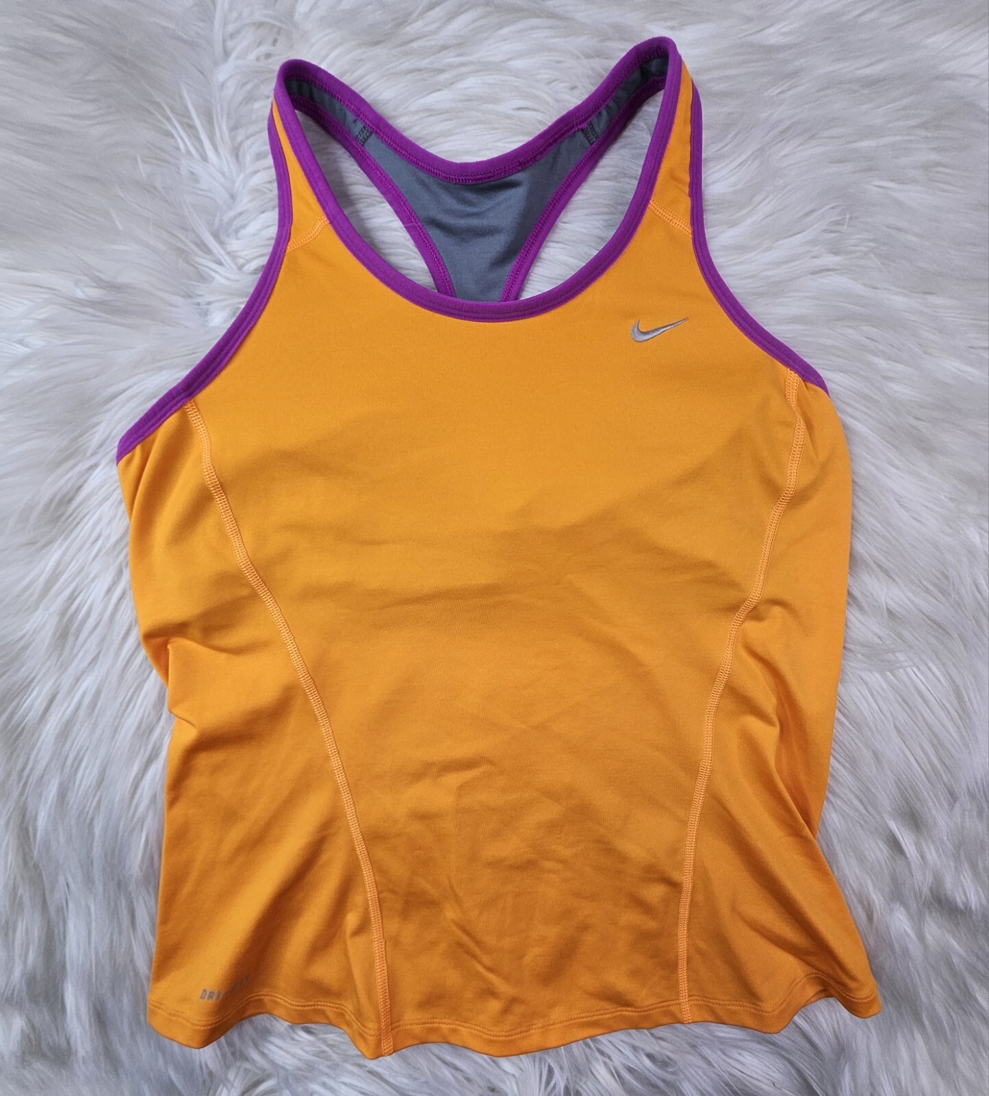 NIKE DRI-FIT Compression Tank Top Sz L Athletic Racer Back Orange Purple