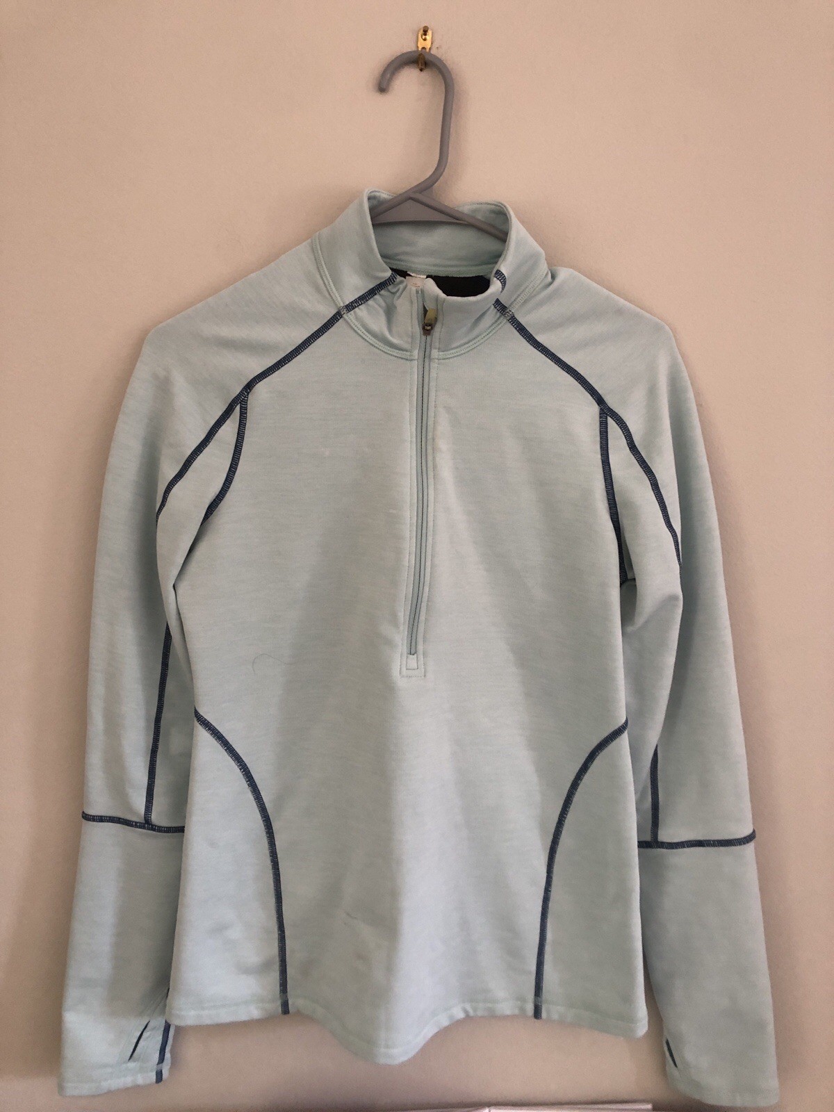 Lucy Fall Winter Long sleeve thermal zip neck tech top Light Blue Small