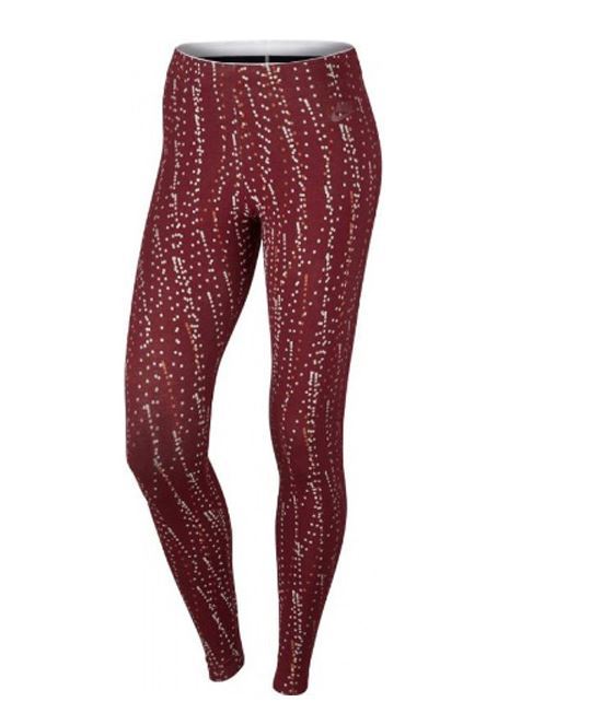Nike Women’s Sportswear Dot Pattern Running Leggings Burgundy/White 804553-677 a