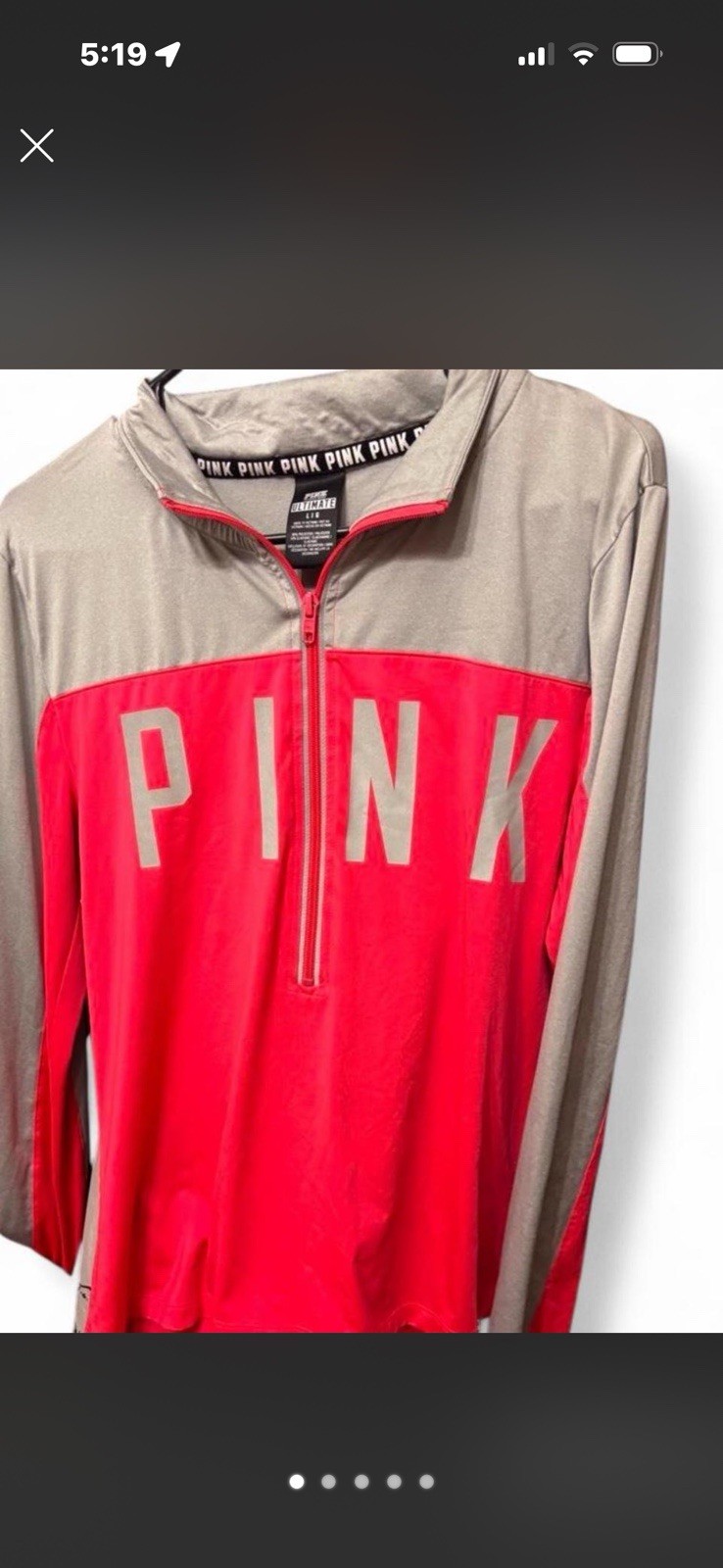 PINK Ultimate Women’s L Colorblock 1/4 Zip Mock Neck Pullover Gray/Pink