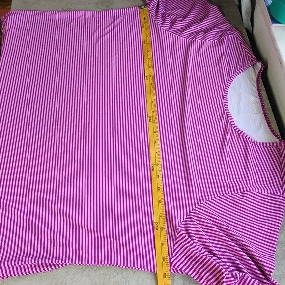 Land’s End Pink Striped Top Sweat Wicking Women Plus 2X Outdoors Workout Walking