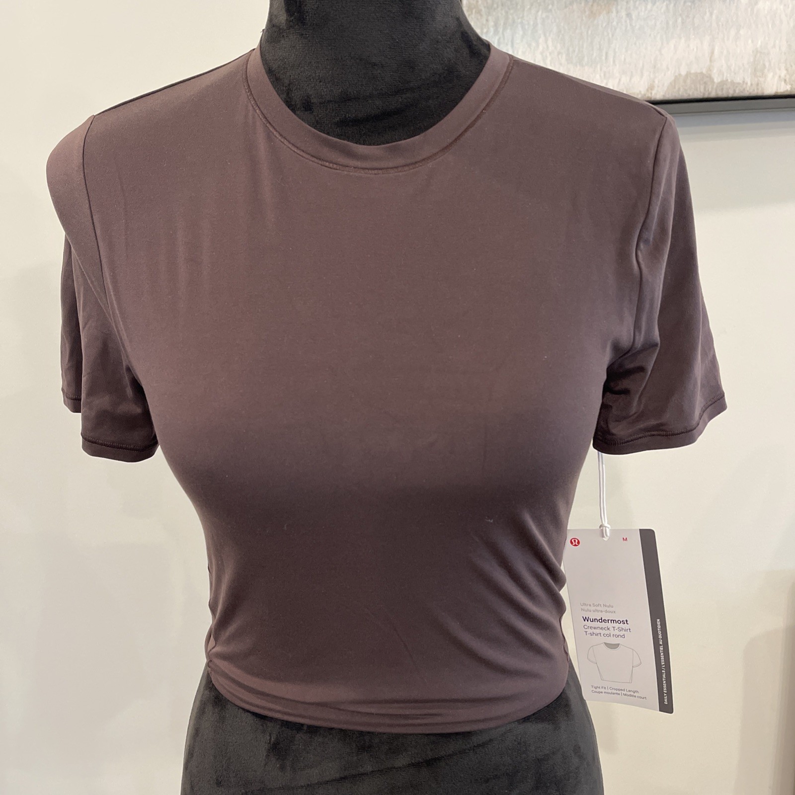 Lululemon Wundermost Ultra-Soft Nulu Crewneck Cropped T-Shirt Brown