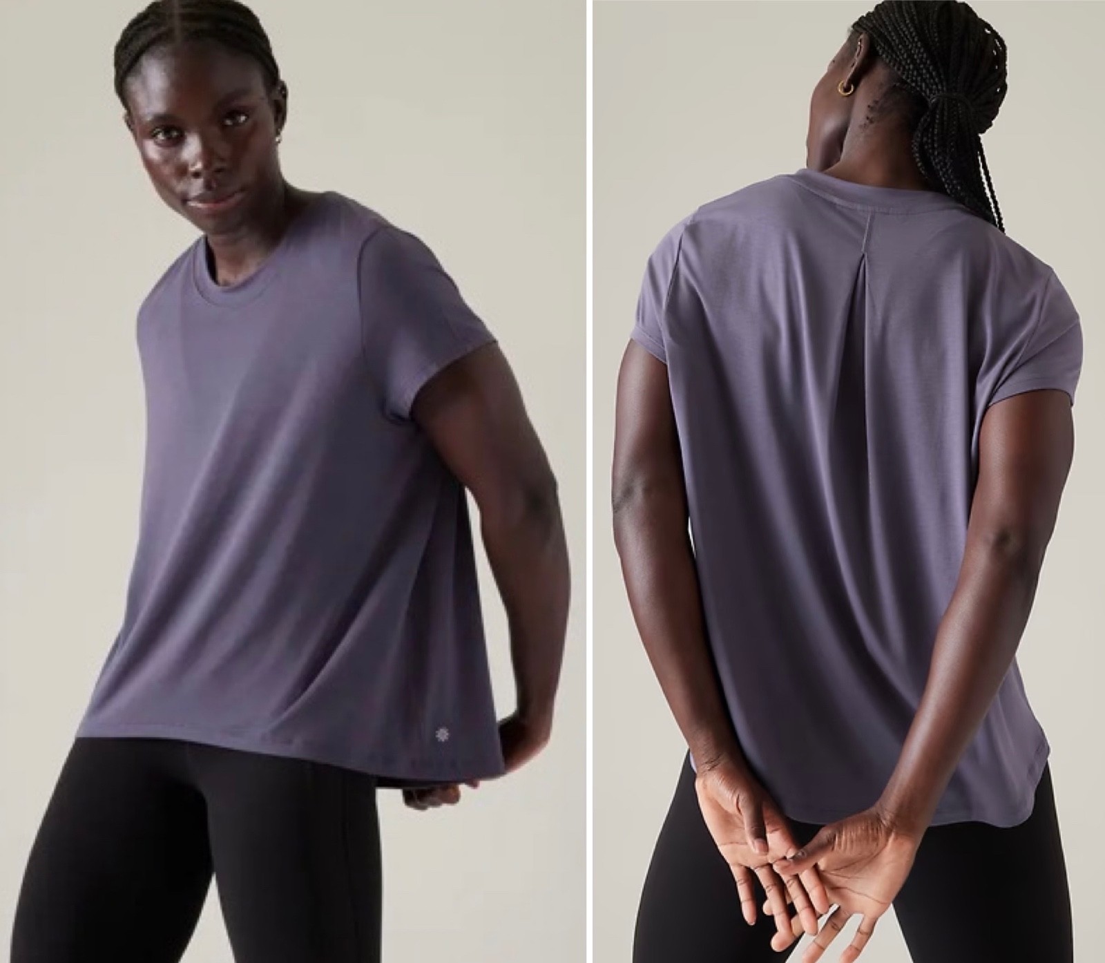 Athleta With Ease Tee 1X Nightfall Purple TENCEL Modal NWT Yoga Top Breathable