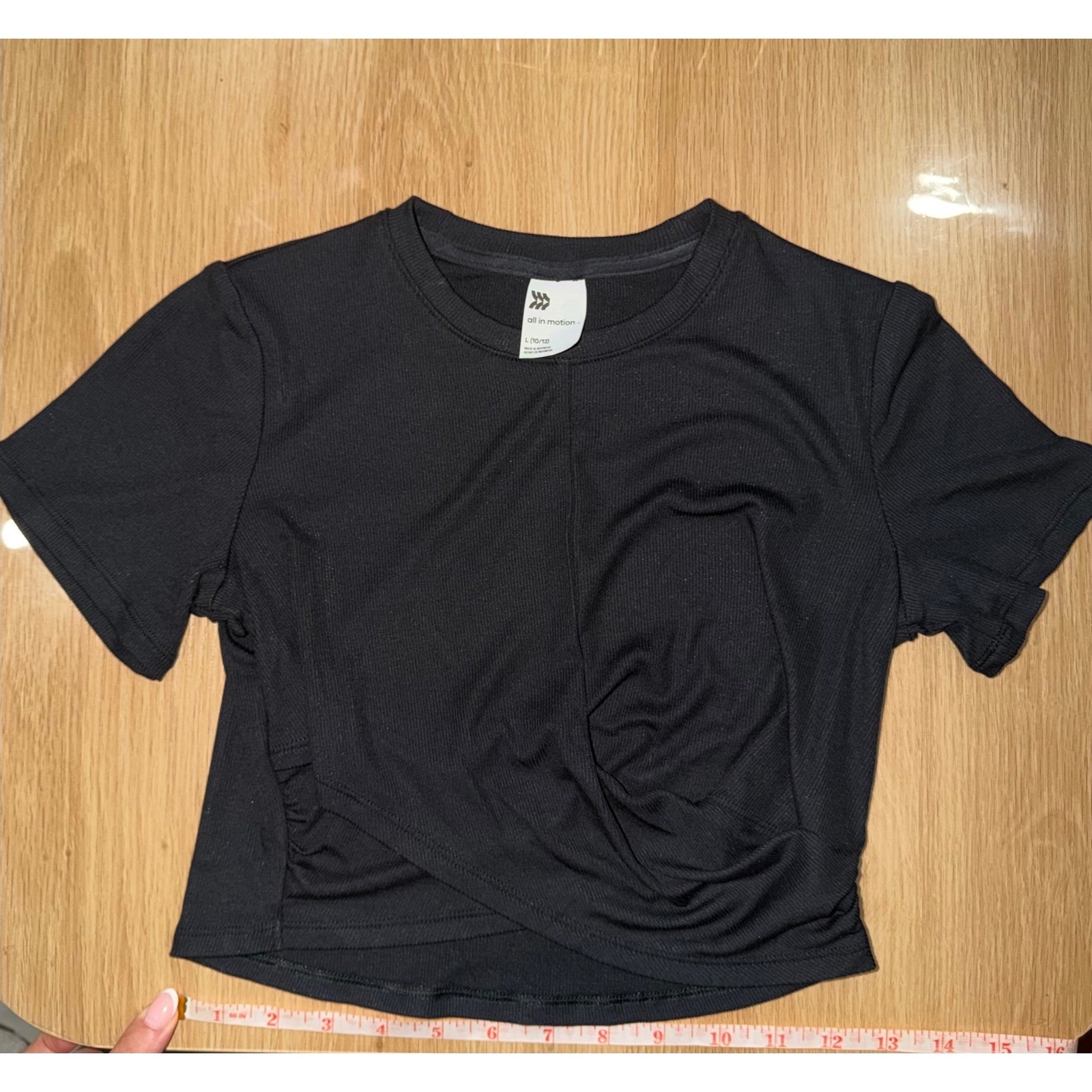 All In Motion Black Ribbed Wrap Front Activewear Top