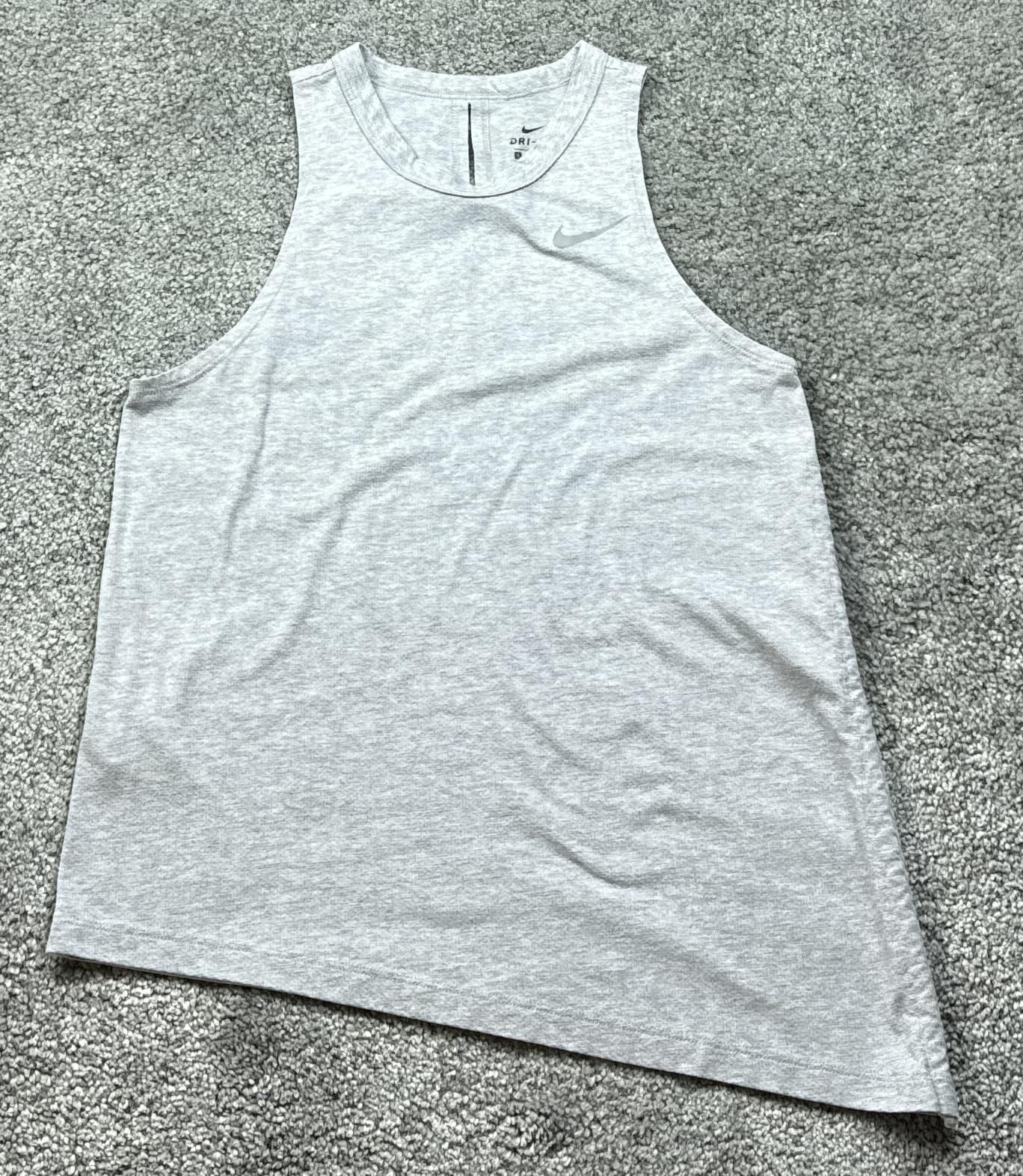 Nike Dri-FIT Tank Top Womens Small Gray Asymmetrical Hem Drawstring BV2893-059