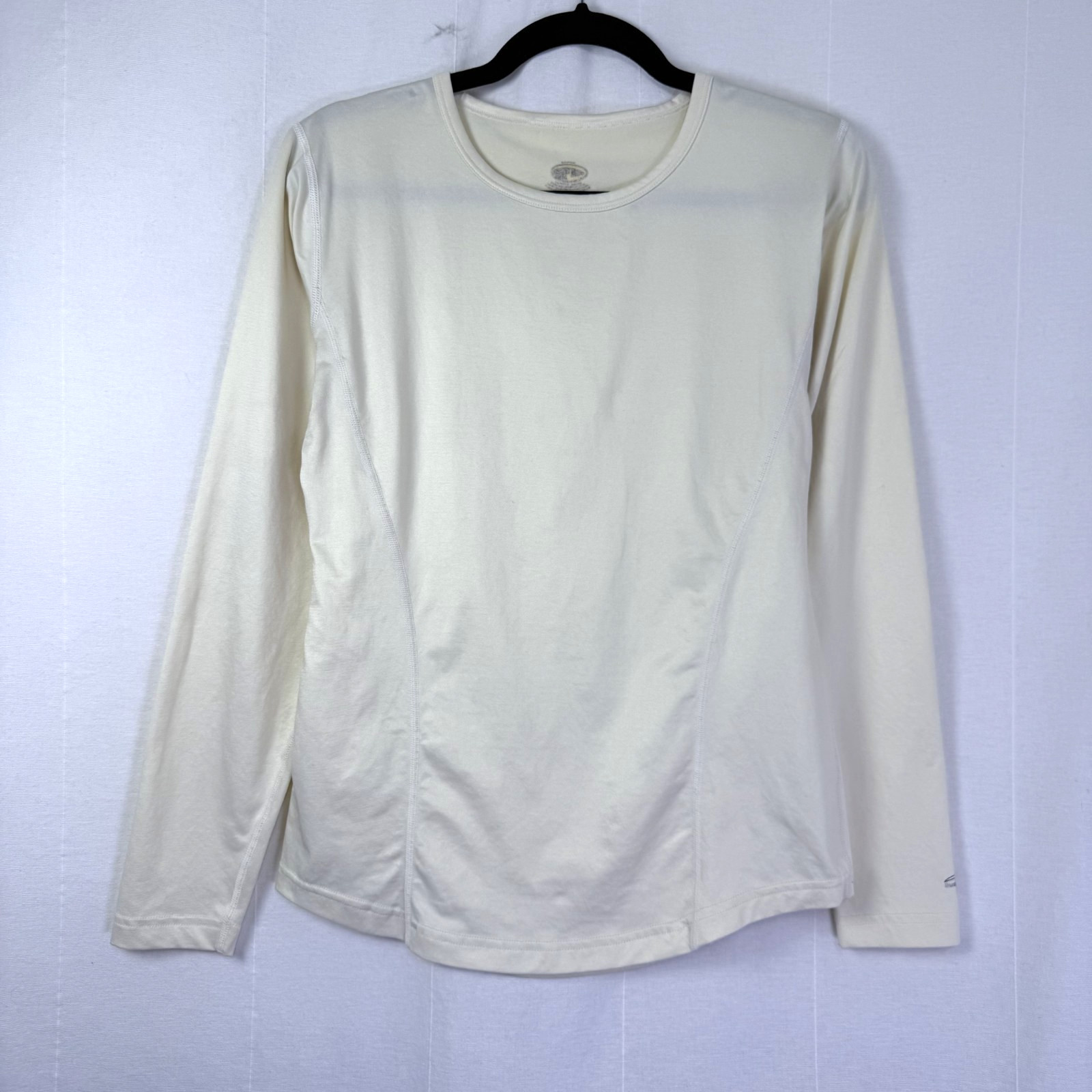 Duofold Shirt Womens Size L Pale Yellow Long Sleeve Crew Neck Base Layer Outdoor