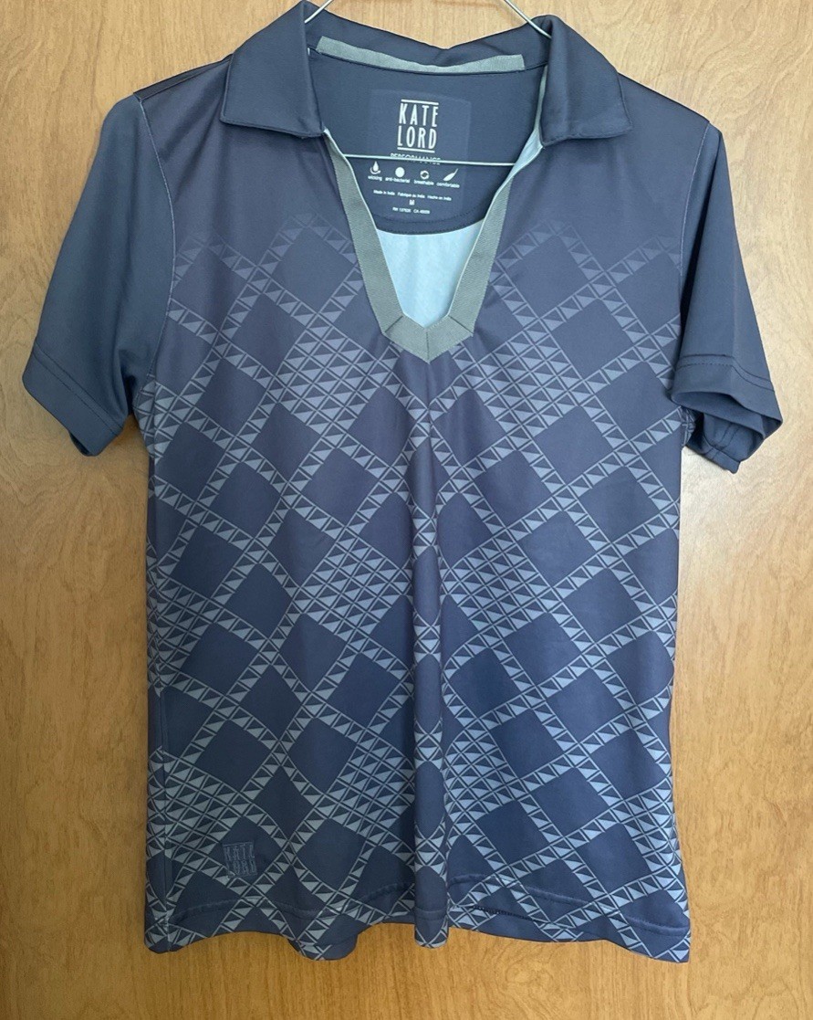Kate Lord Blue Gray Performance Polo Shirt Women’s Size M Medium Activewear