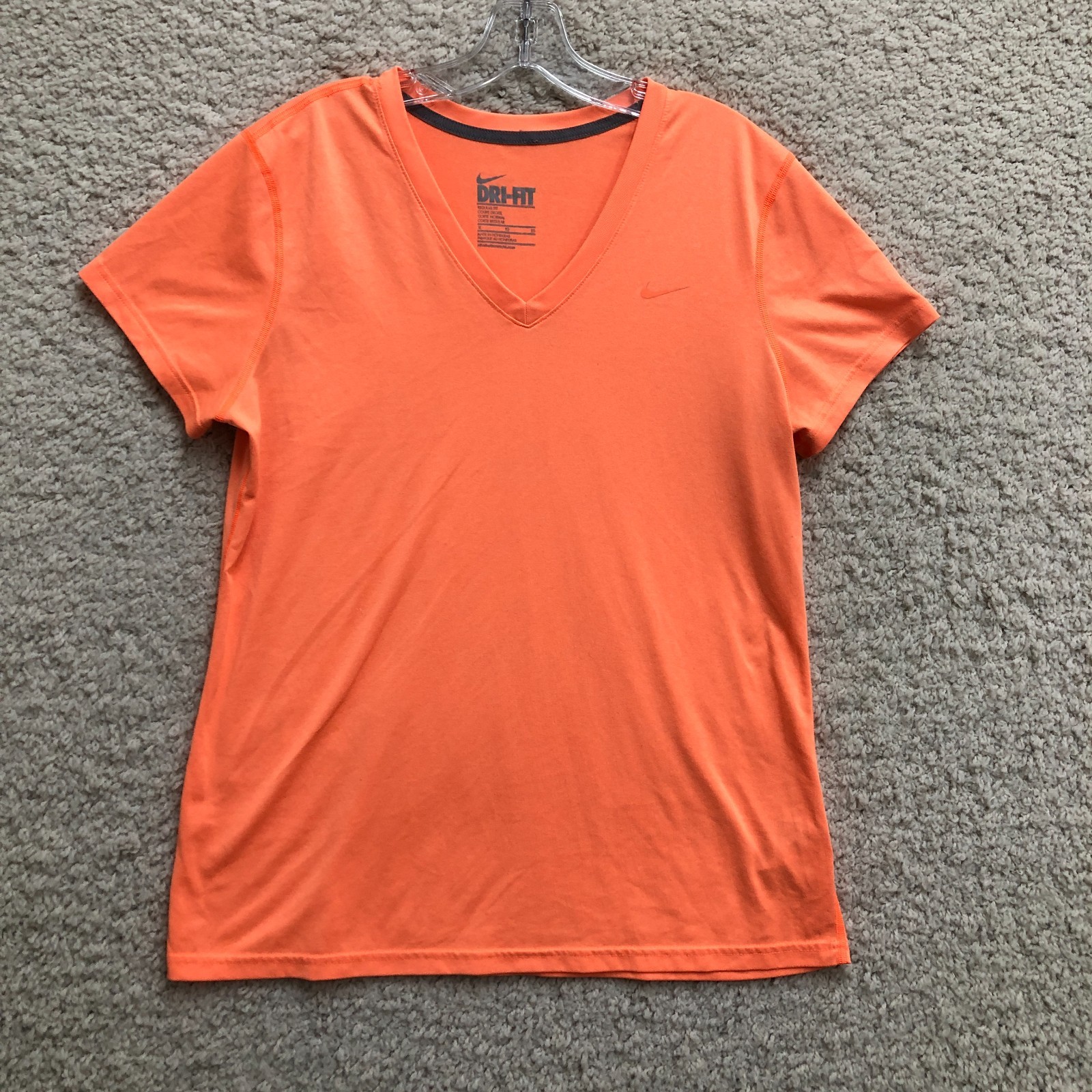 Nike Top Shirt Extra Large Adult Orange Dri Fit Regular V Neck Pullover Womens