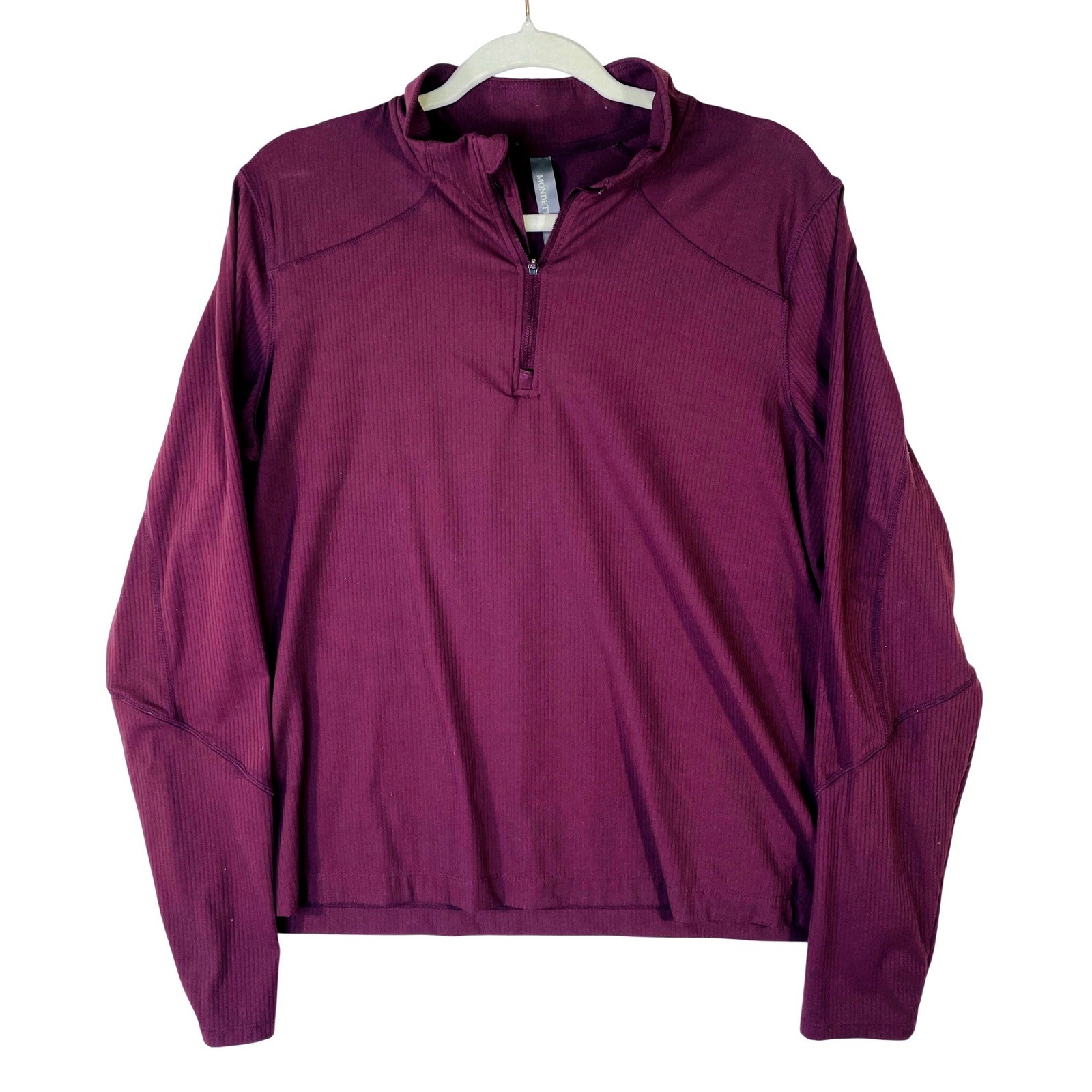 Mondetta Womens XL Quarter Zip Pullover Ribbed Performance Top Plum Purple