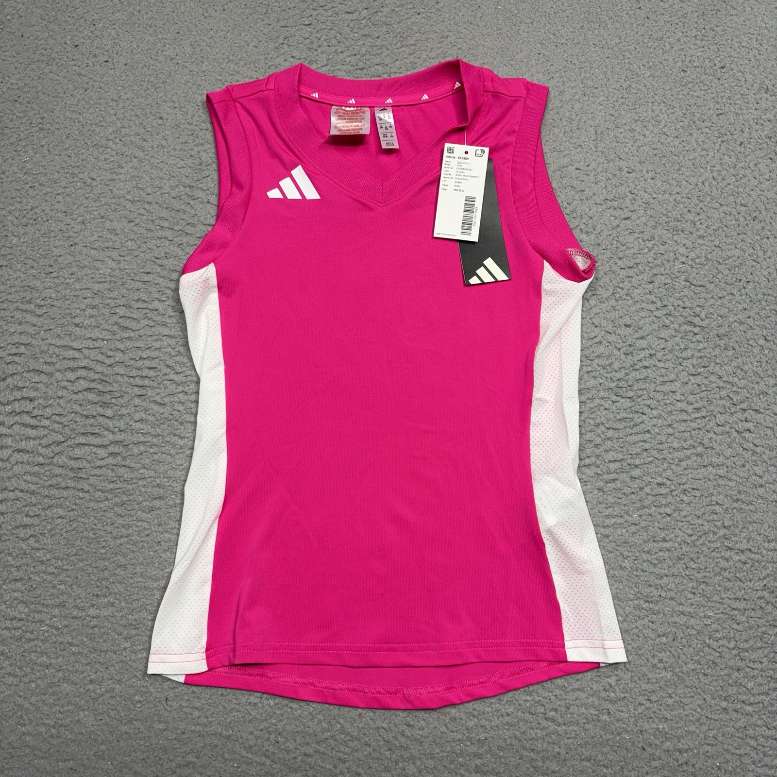 Adidas Quickset Shirt Women Small Pink White Sleeveless Volleyball Jersey KF1989