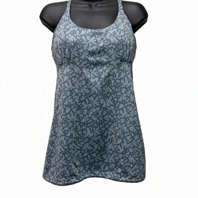 PATAGONIA Morning Glory Tank Top Womens Medium Green Blue Double X-Cross Strap