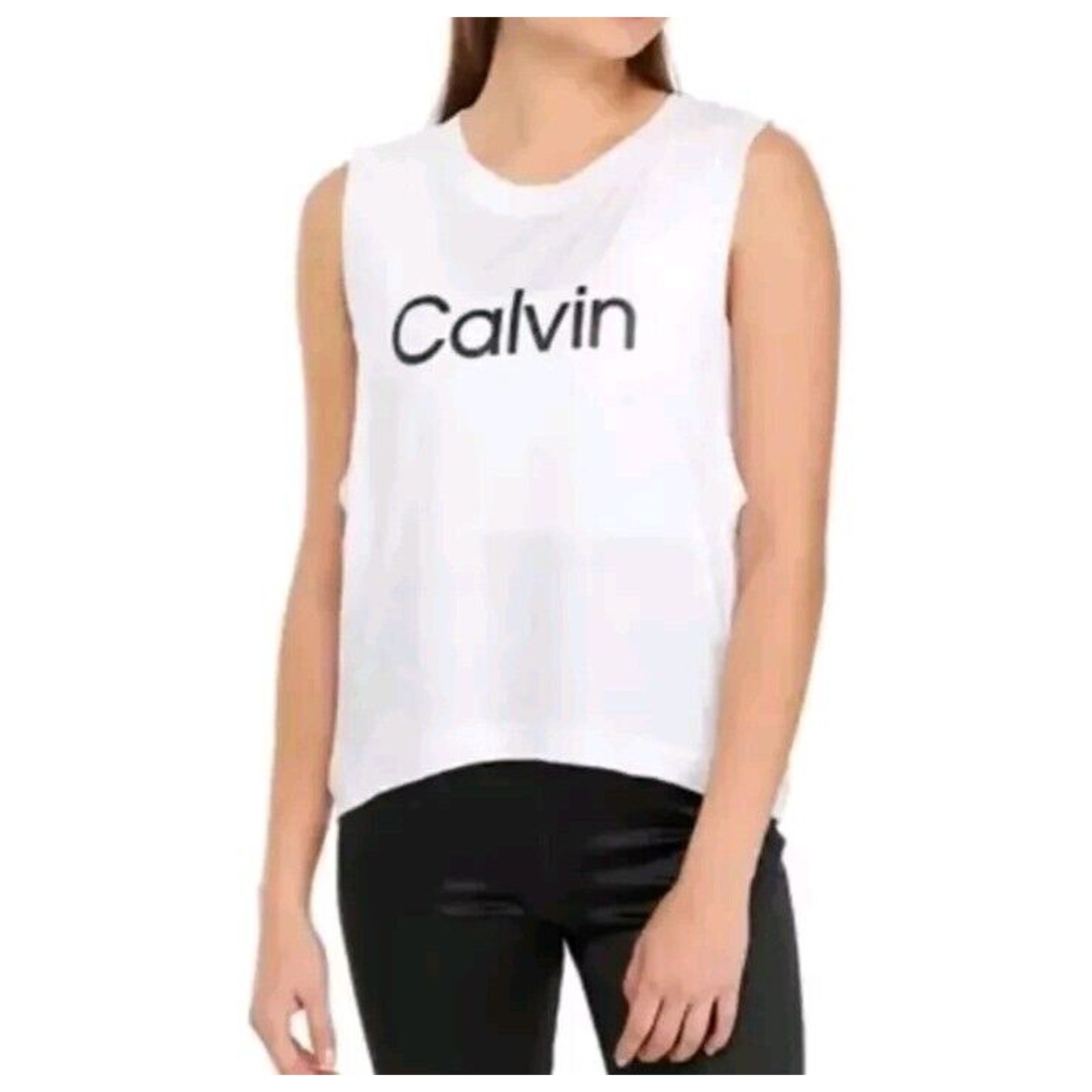 Calvin Klein Performance Logo Rib Trim Tank Bright White Large XXL