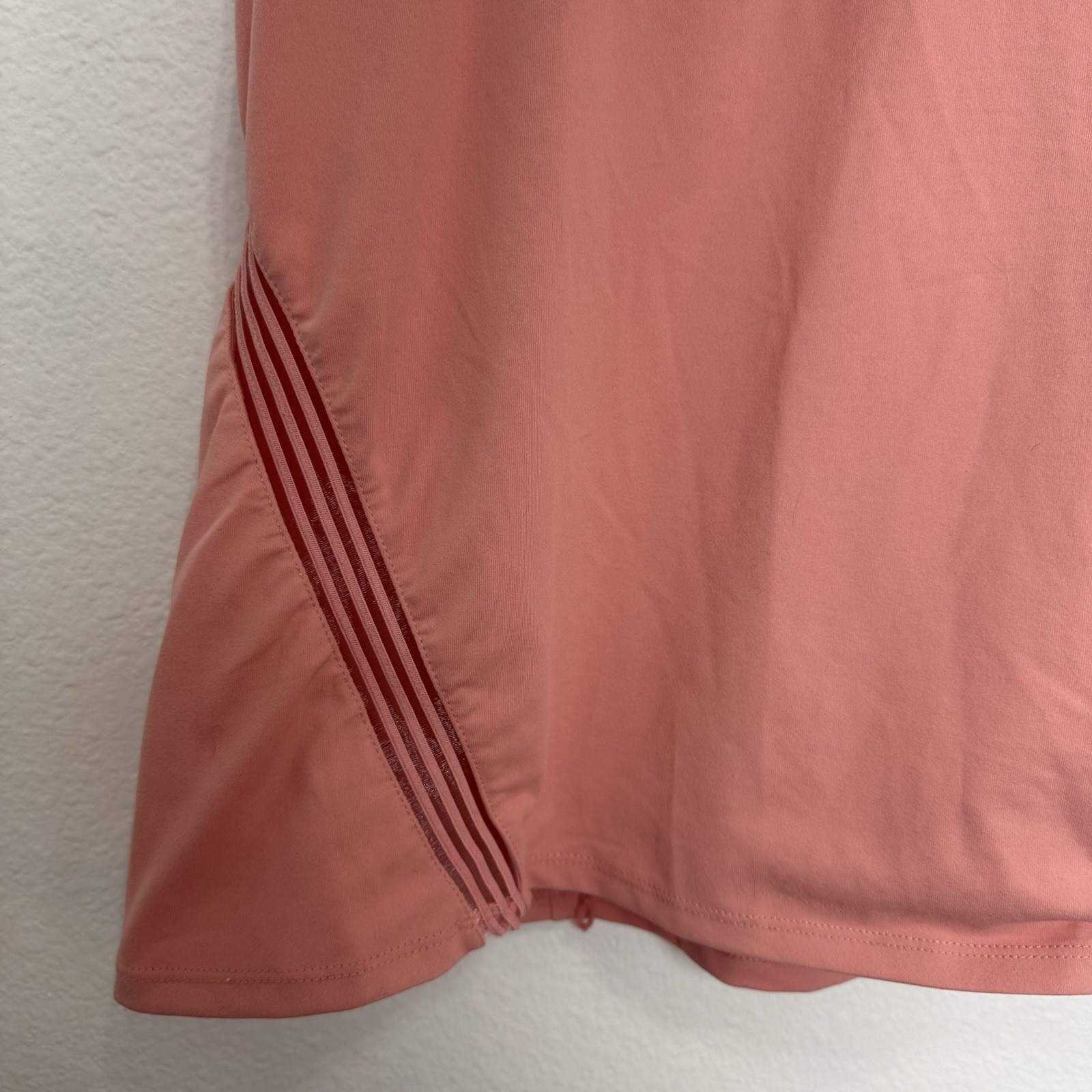 Fabletics Large Tank Top Built in Bra Pink Peach Racerback Fitted Mesh Pilates