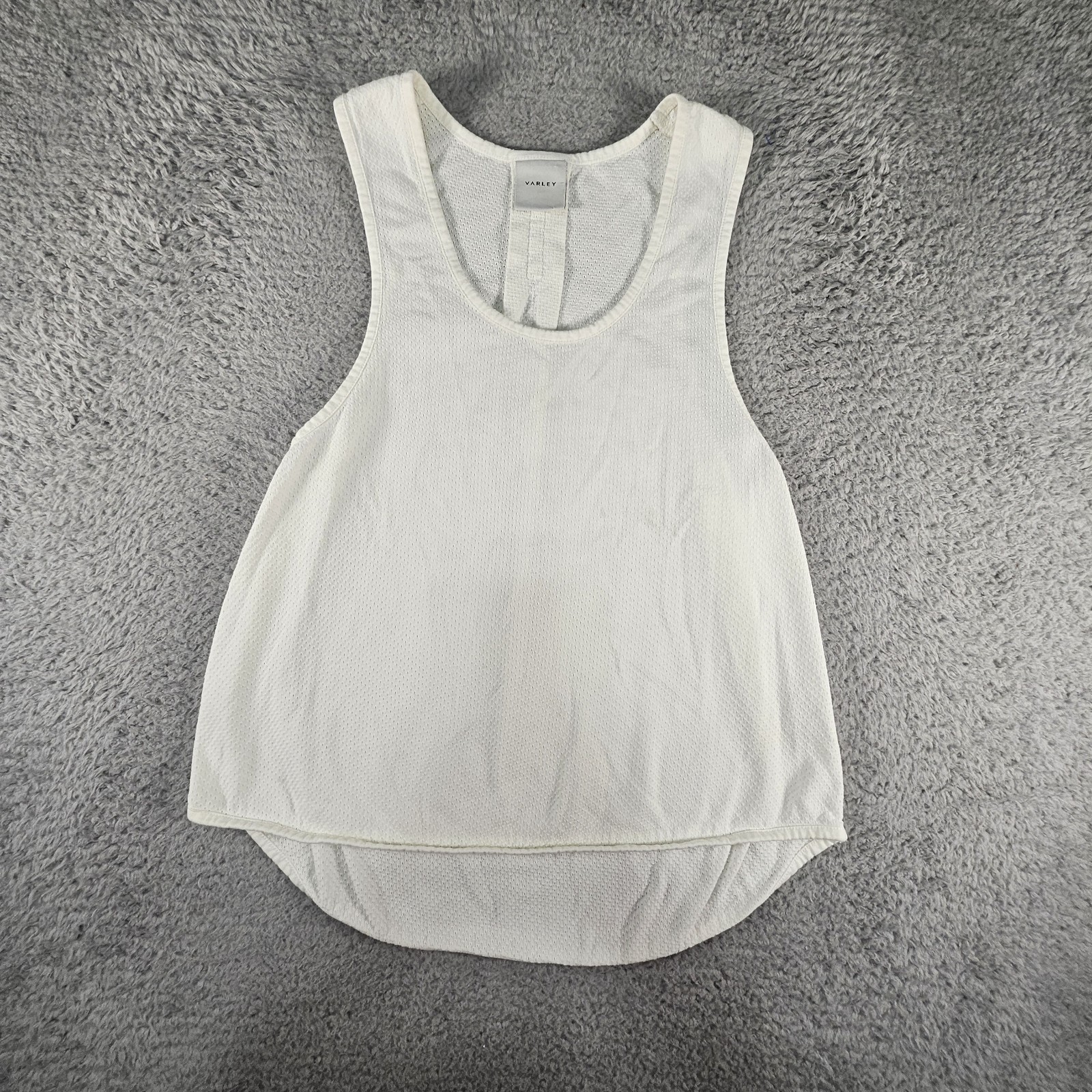 Varley Revolve Perforated Athleisure Active Tank Top Womens M Ivory Performance