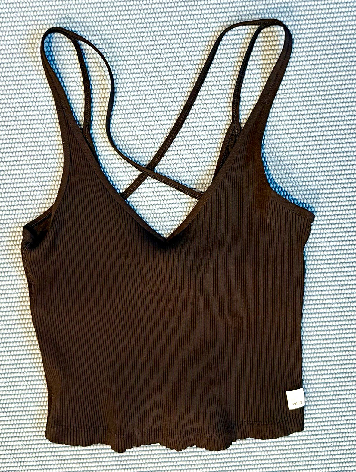 Vuori Rib Crop Tank Women’s Medium Black Ribbed Built-In Bra
